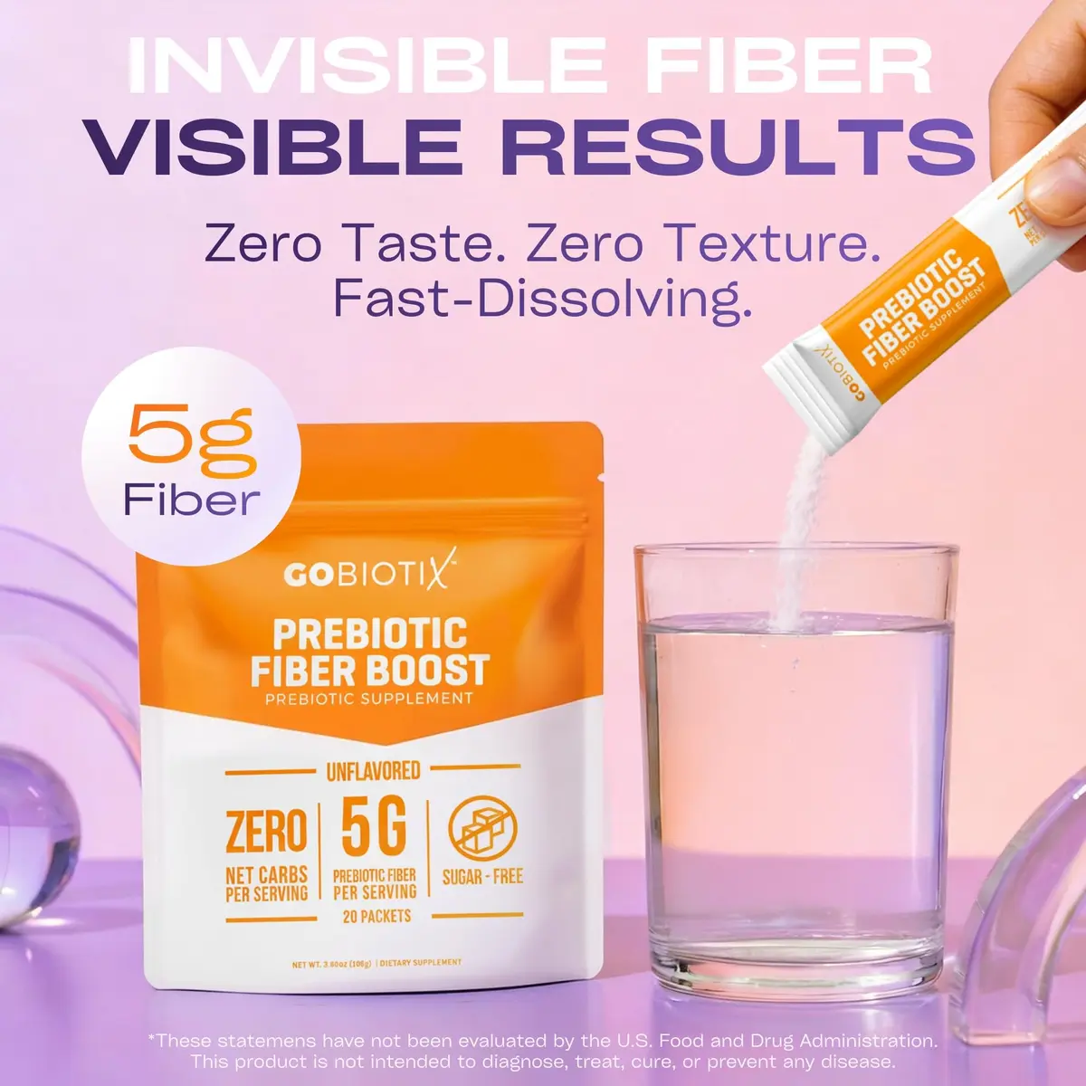 GOBIOTIX Fiber Supplement Powder with Prebiotics 3.8oz | Digestive & Gut Support - view 2