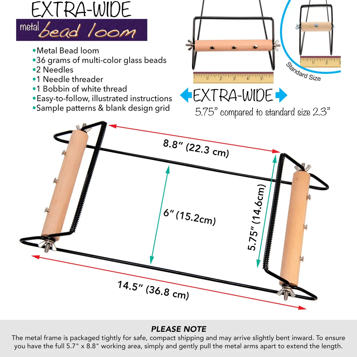 The Beadsmith Extra Wide Metal Bead Loom Kit with 36g Glass Beads | Weave Bracelets, Necklaces & Belts - view 3