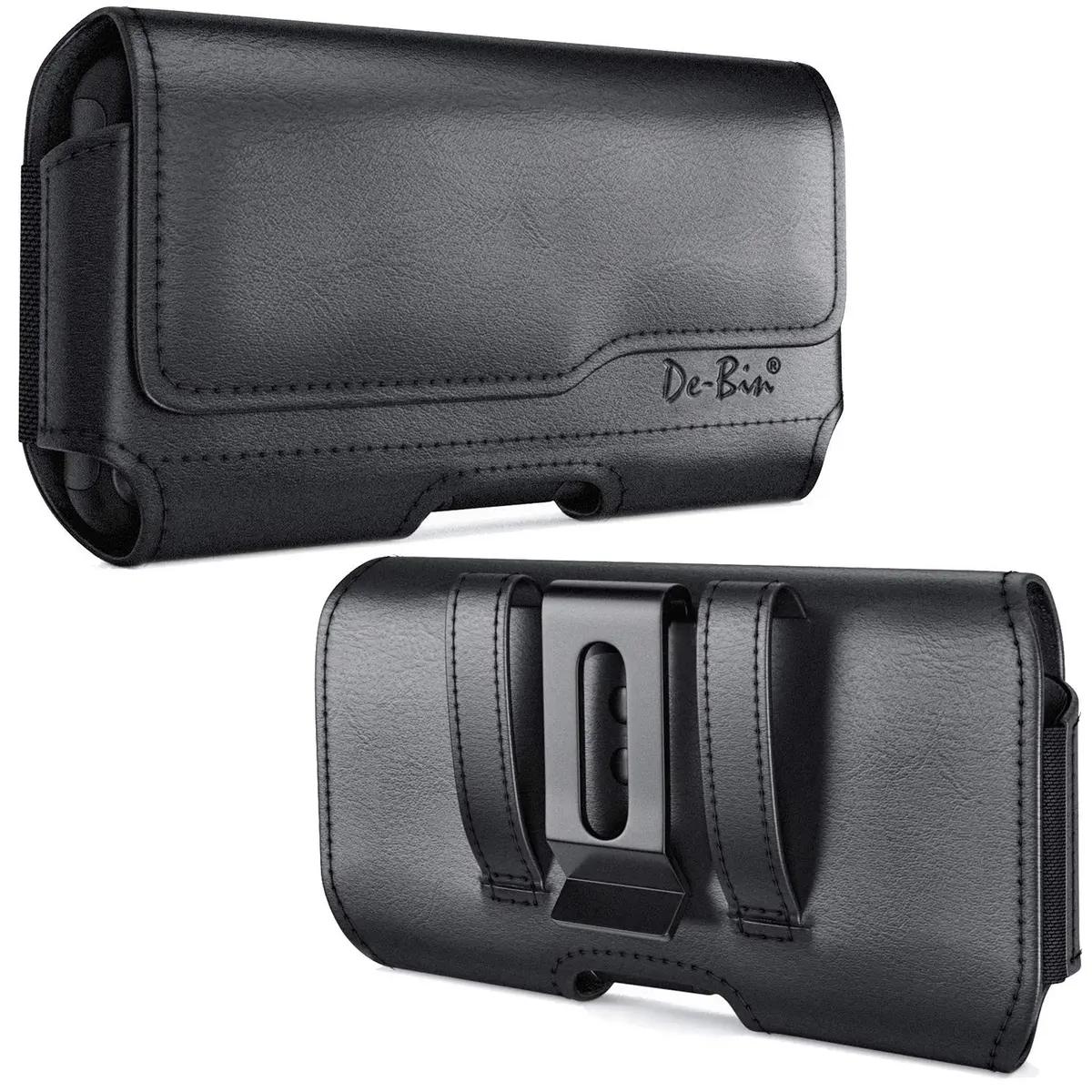 DeBin Leather Cell Phone Belt Holster Pouch for Samsung Galaxy Ultra S26, S25, S24, S23, S22, S21, Note 20 Ultra with Case On | Fits Phones with Case On, Black - main product image