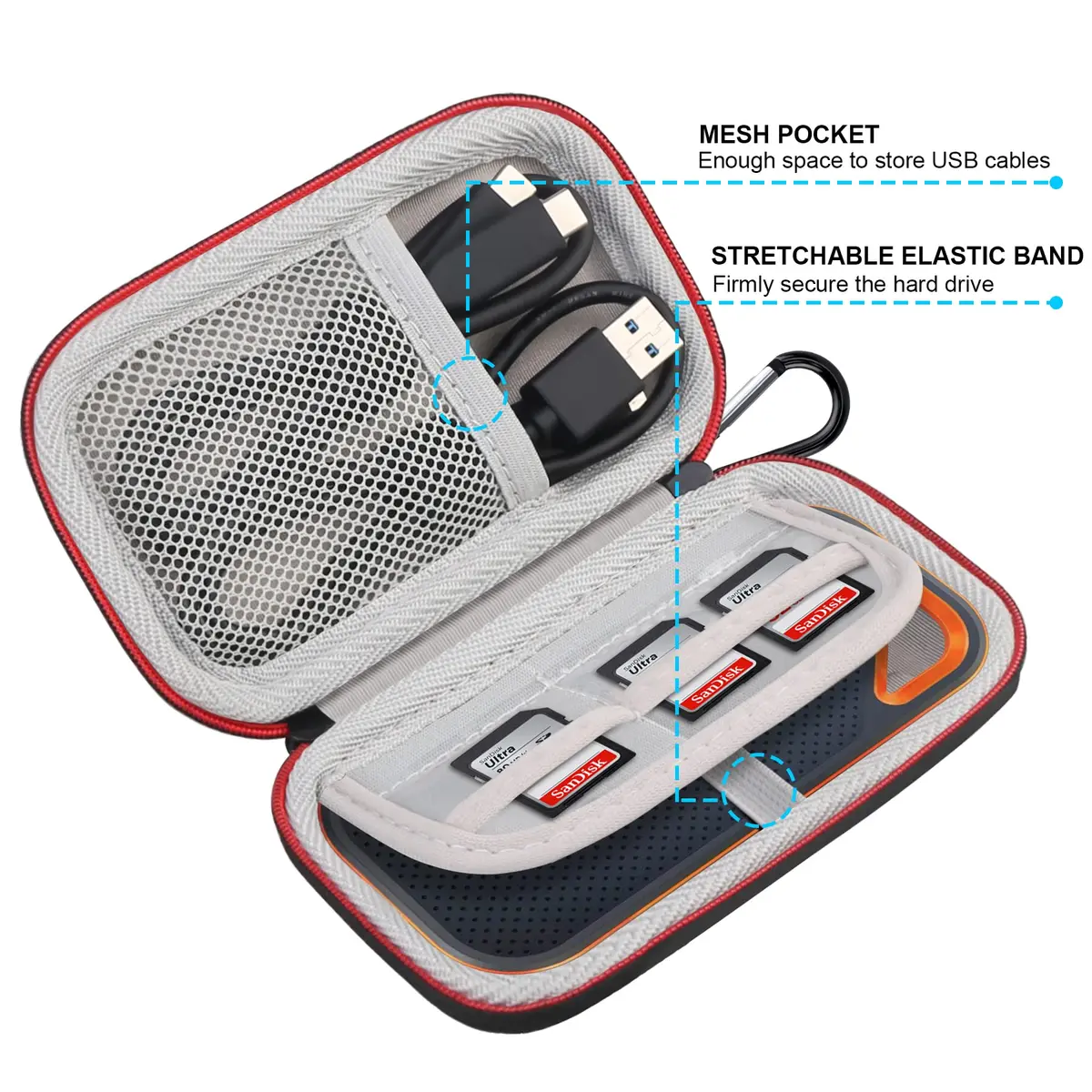 Lacdo Hard Carrying Case for SanDisk Extreme Pro/SanDisk Extreme Portable SSD 500GB 1TB 2TB 4TB 8TB | Shockproof & Water-Resistant - view 4