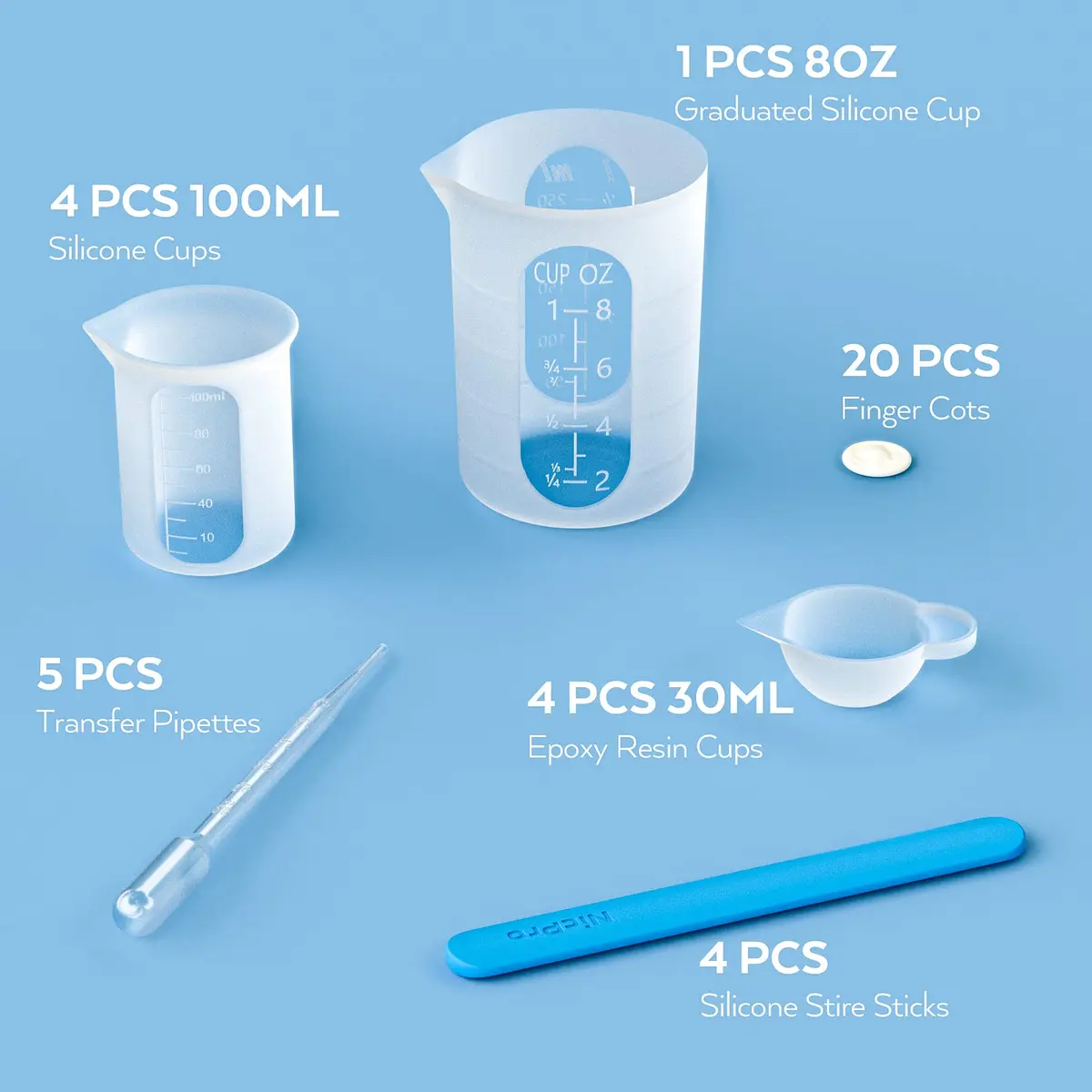 Nicpro Silicone Resin Measuring Cups Tool Kit 250ml (8.45 Fl Oz) | 18,241 Reviews, 4.8/5 ⭐ - view 2