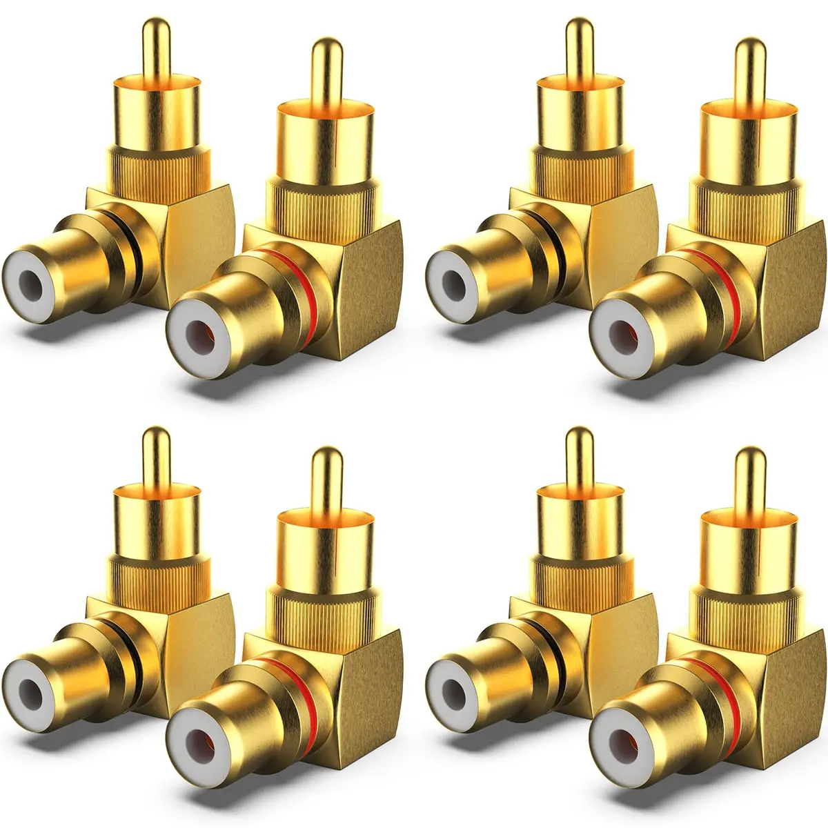 Warmstor 8-Pack RCA Right Angle Adapter 90 Degree Male to Female Connector | Extends Less Than 1 Inch - main product image