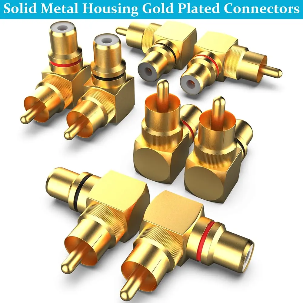 Warmstor 8-Pack RCA Right Angle Adapter 90 Degree Male to Female Connector | Extends Less Than 1 Inch - view 4