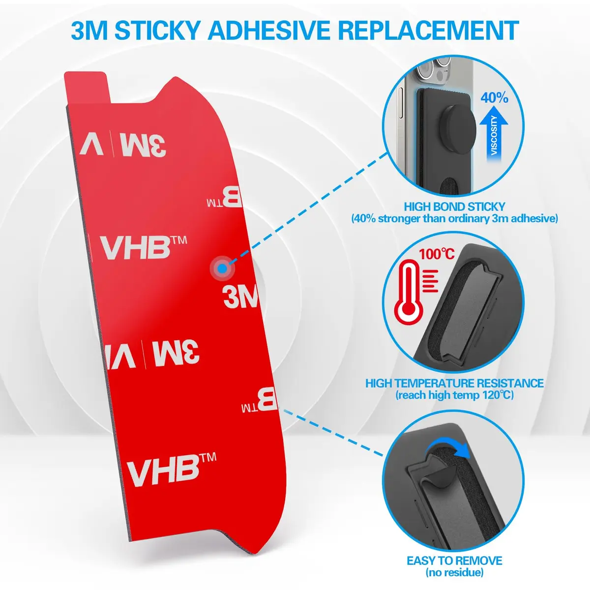 pop-tech Sticky Pads Replacement for Socket Wallet Base | Heavy Duty Double Sided Mounting Tape for Phone Wallets (6pcs) - view 5