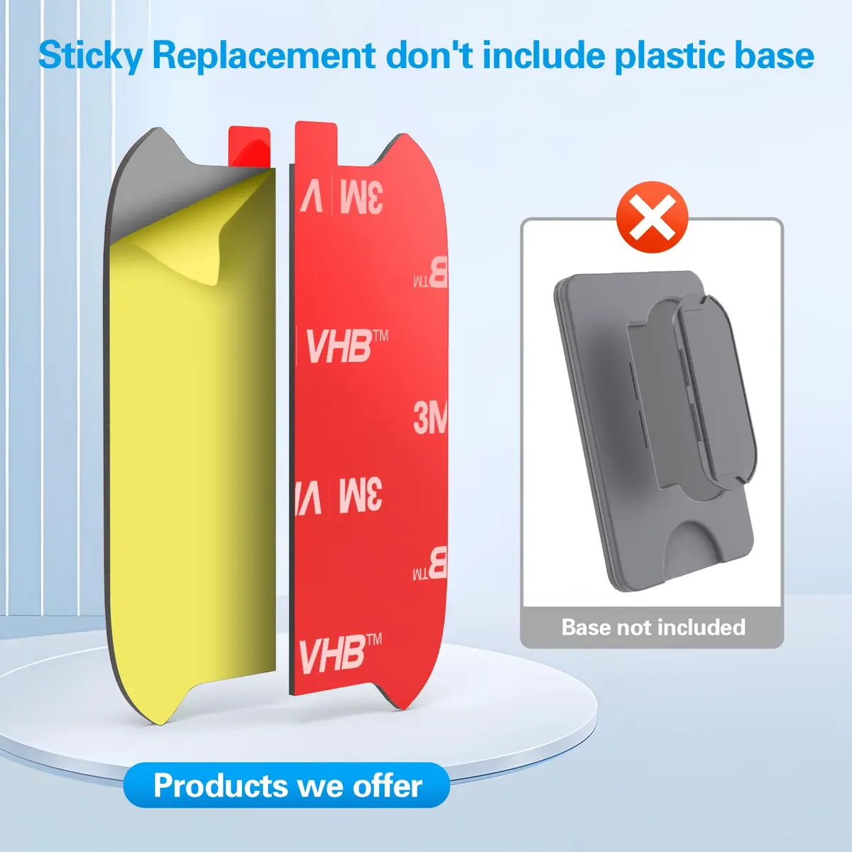 pop-tech Sticky Pads Replacement for Socket Wallet Base | Heavy Duty Double Sided Mounting Tape for Phone Wallets (6pcs) - view 2