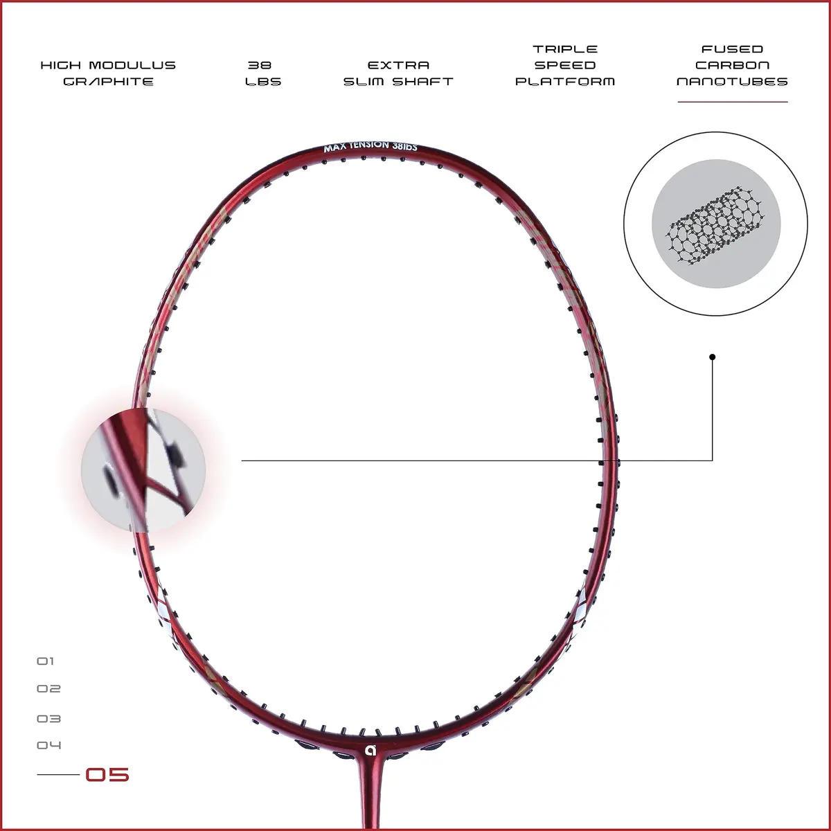Apacs Finapi 232 Badminton Racket 38 LBS | High Power, Japanese Graphite, Made in Vietnam - view 3