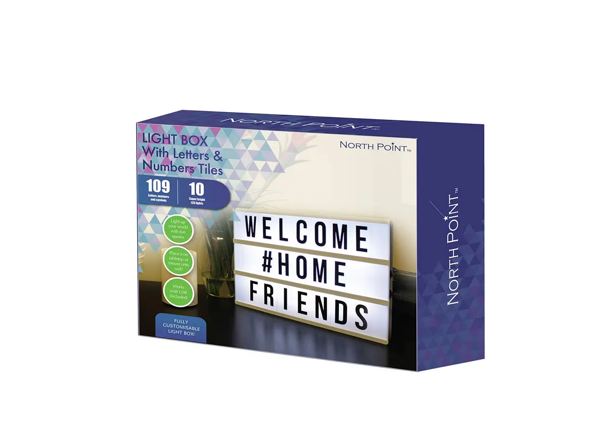 Northpoint White Decorative Signage 10-LED Mini Box | Vintage Alphabet Home Lighting - view 3