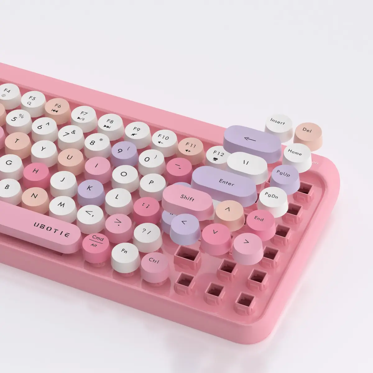 UBOTIE Portable Bluetooth Colorful Keyboard (Pink-Colorful) | Retro Round Keys, 84 Keys, Wireless - view 8