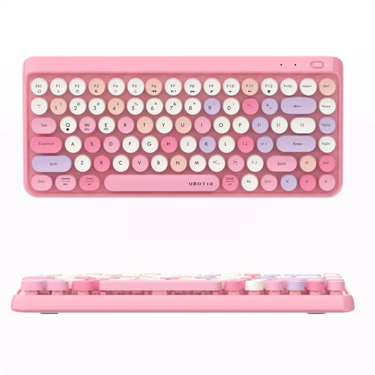 UBOTIE Portable Bluetooth Colorful Keyboard (Pink-Colorful) | Retro Round Keys, 84 Keys, Wireless - view 9