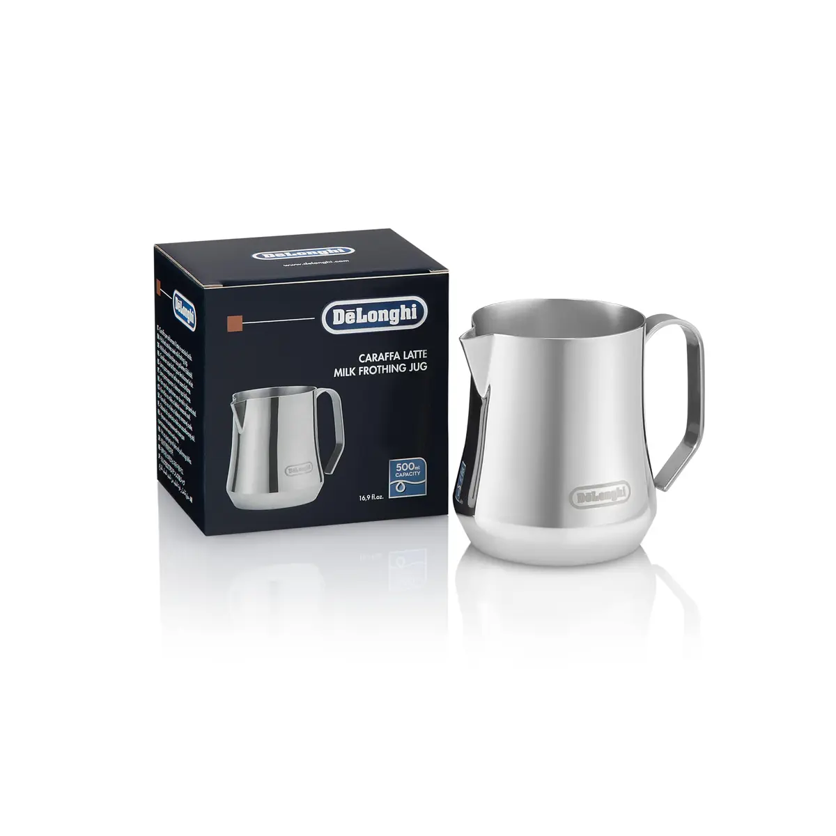 De'Longhi Milk Frothing Pitcher Stainless Steel 500ml (17 oz) | Perfect Latte Art Pouring Spout - main product image