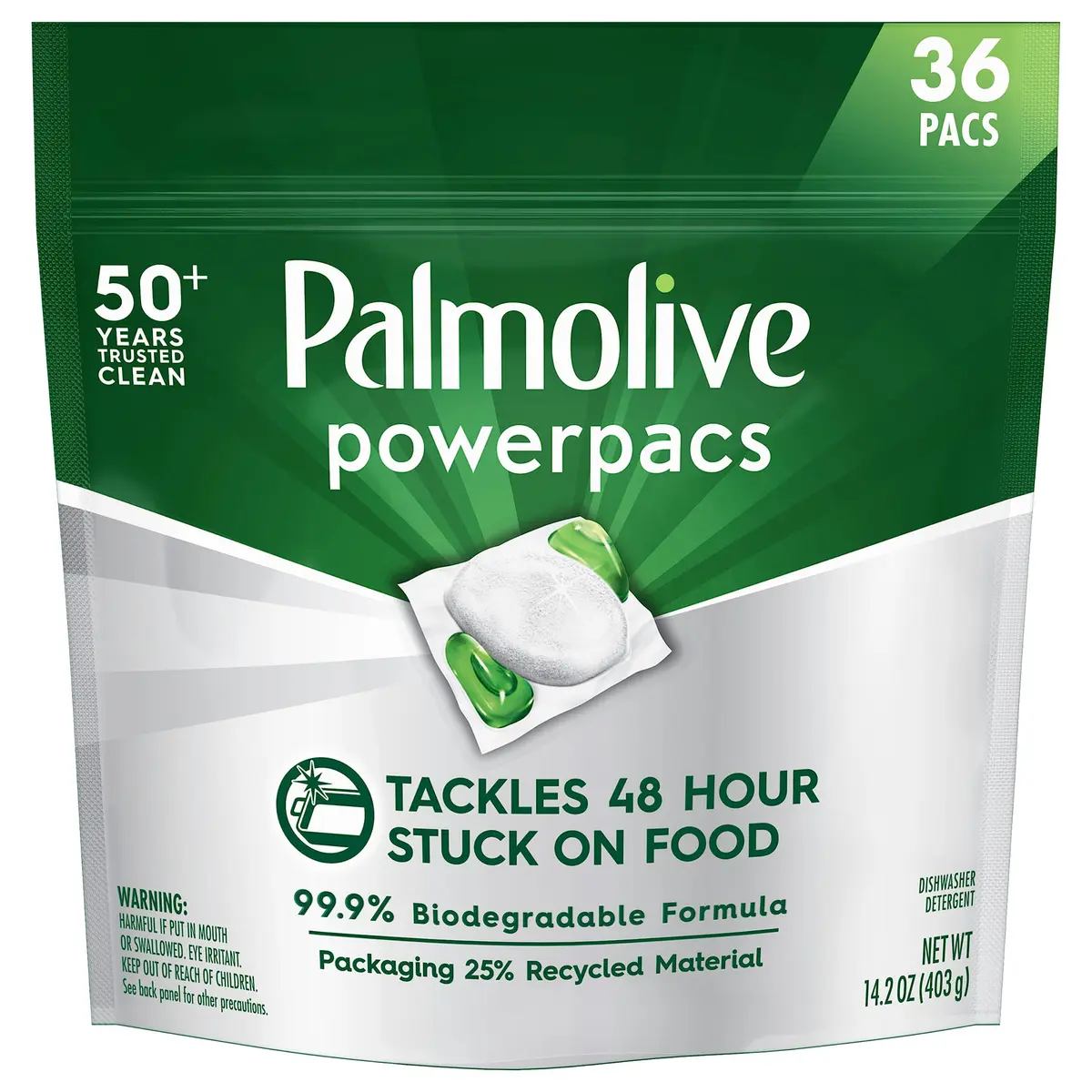Palmolive Dishwasher Pods 36 Count | Enzyme-Powered, No Fragrance, Power Through Baked Messes - main product image