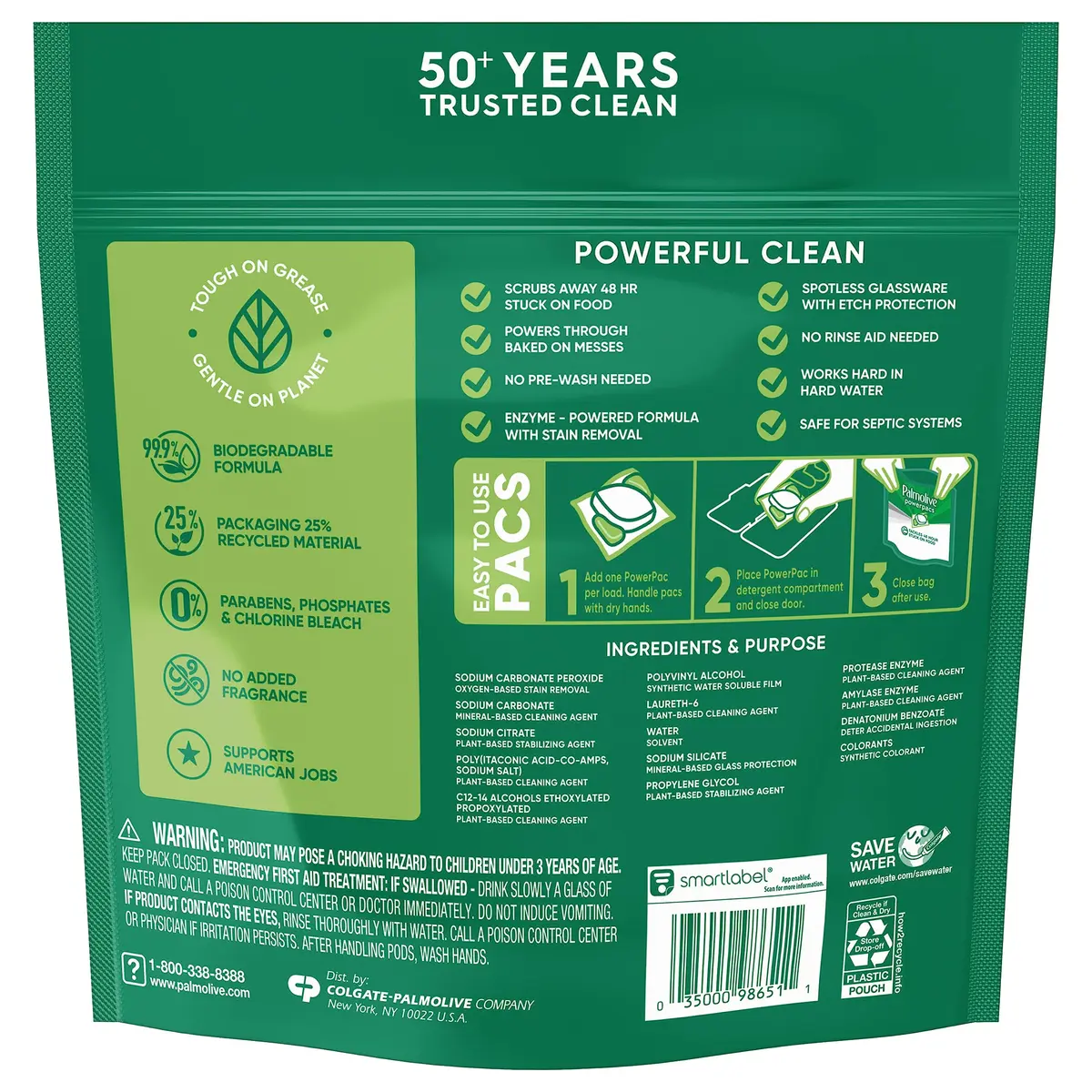 Palmolive Dishwasher Pods 36 Count | Enzyme-Powered, No Fragrance, Power Through Baked Messes - view 2