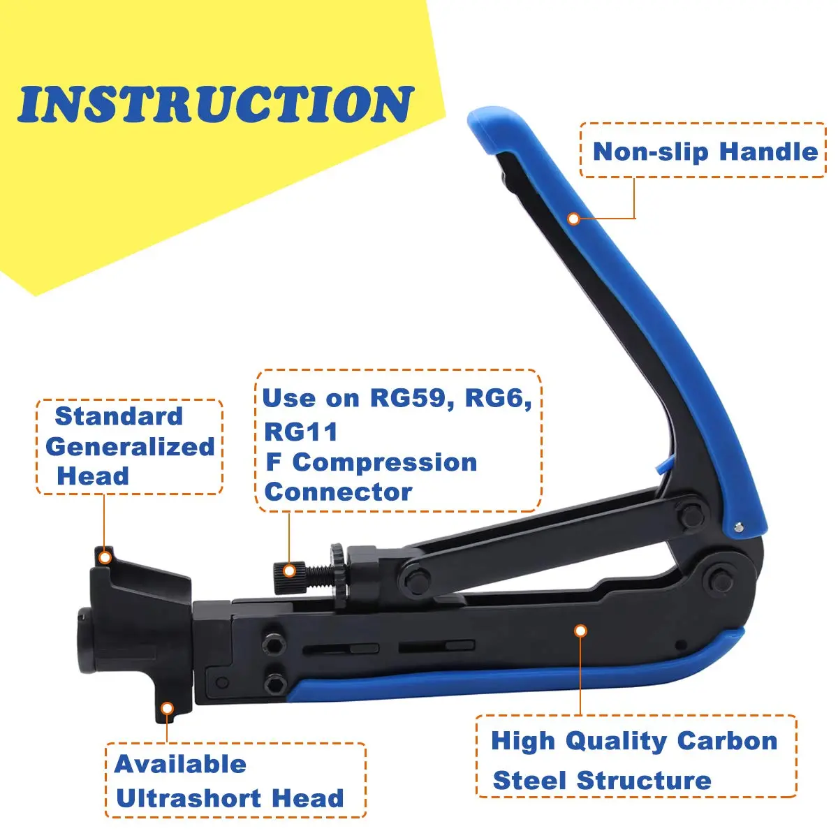 Delgada Coax Cable Crimper Kit, Compression Tool for RG6 RG59 RG11 | Precise & Durable (70-120 chars) - view 4