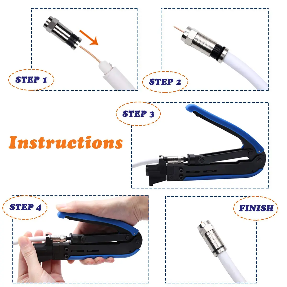 Delgada Coax Cable Crimper Kit, Compression Tool for RG6 RG59 RG11 | Precise & Durable (70-120 chars) - view 5