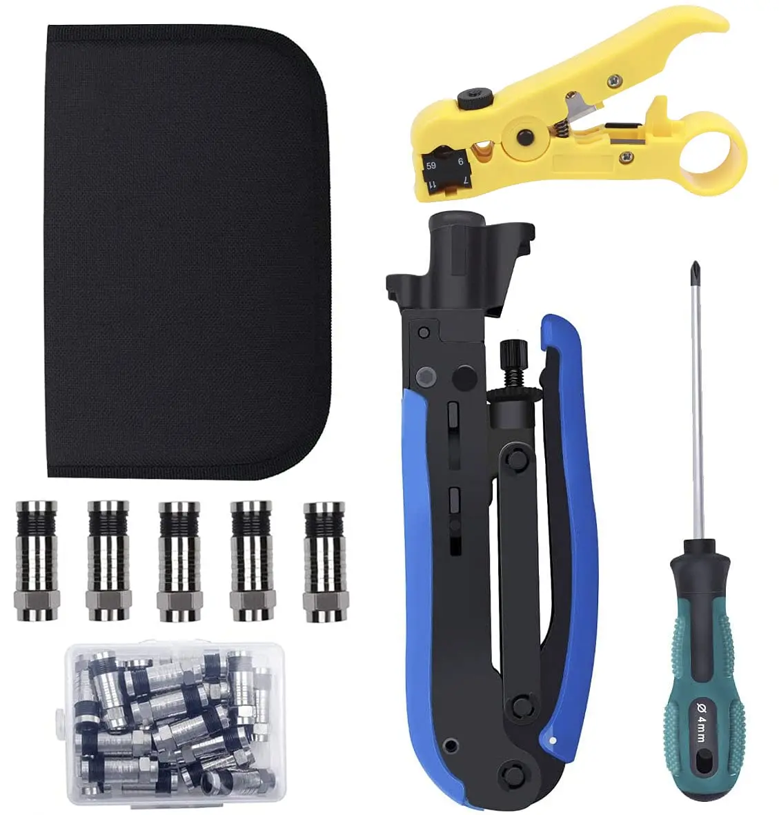 Delgada Coax Cable Crimper Kit, Compression Tool for RG6 RG59 RG11 | Precise & Durable (70-120 chars) - main product image