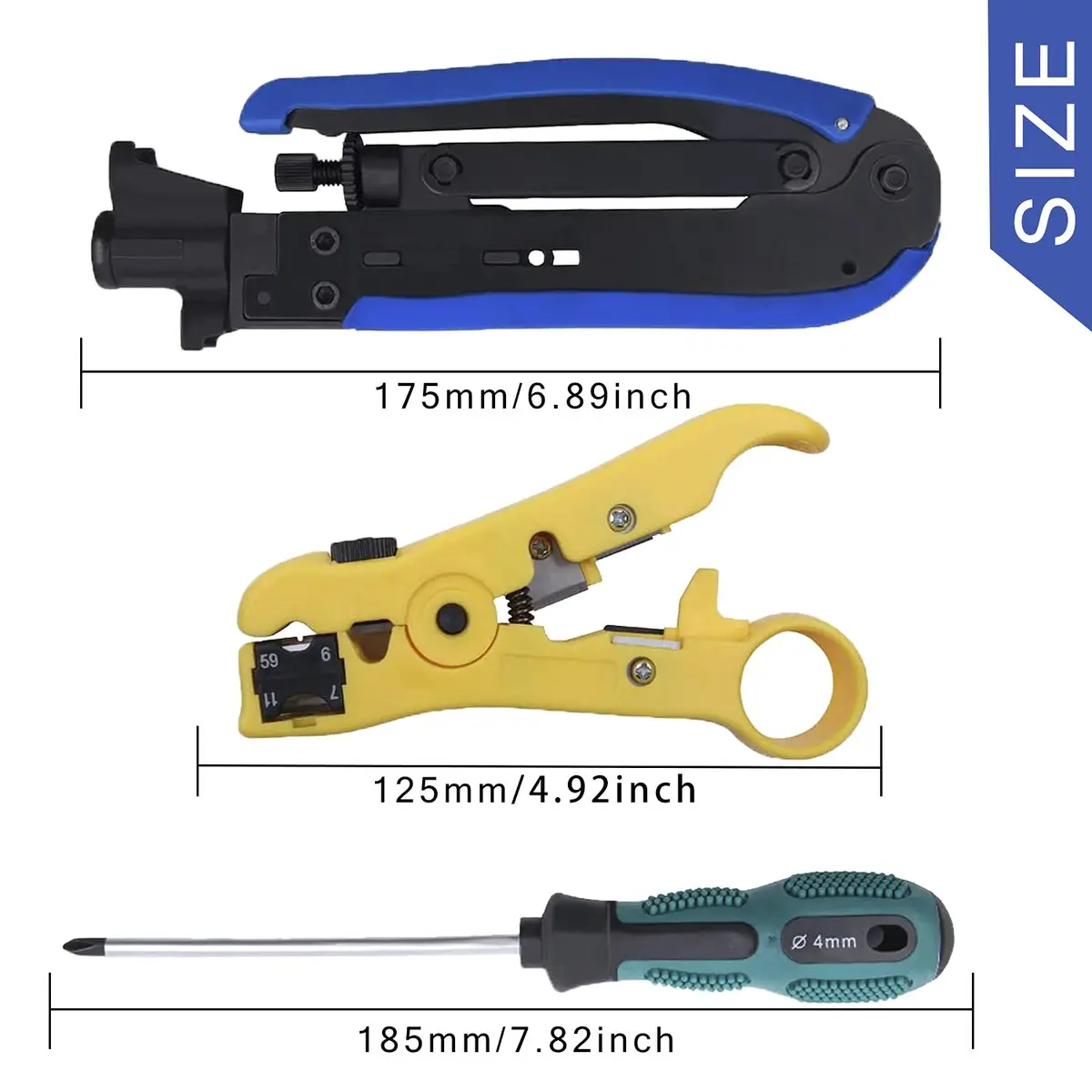 Delgada Coax Cable Crimper Kit, Compression Tool for RG6 RG59 RG11 | Precise & Durable (70-120 chars) - view 3