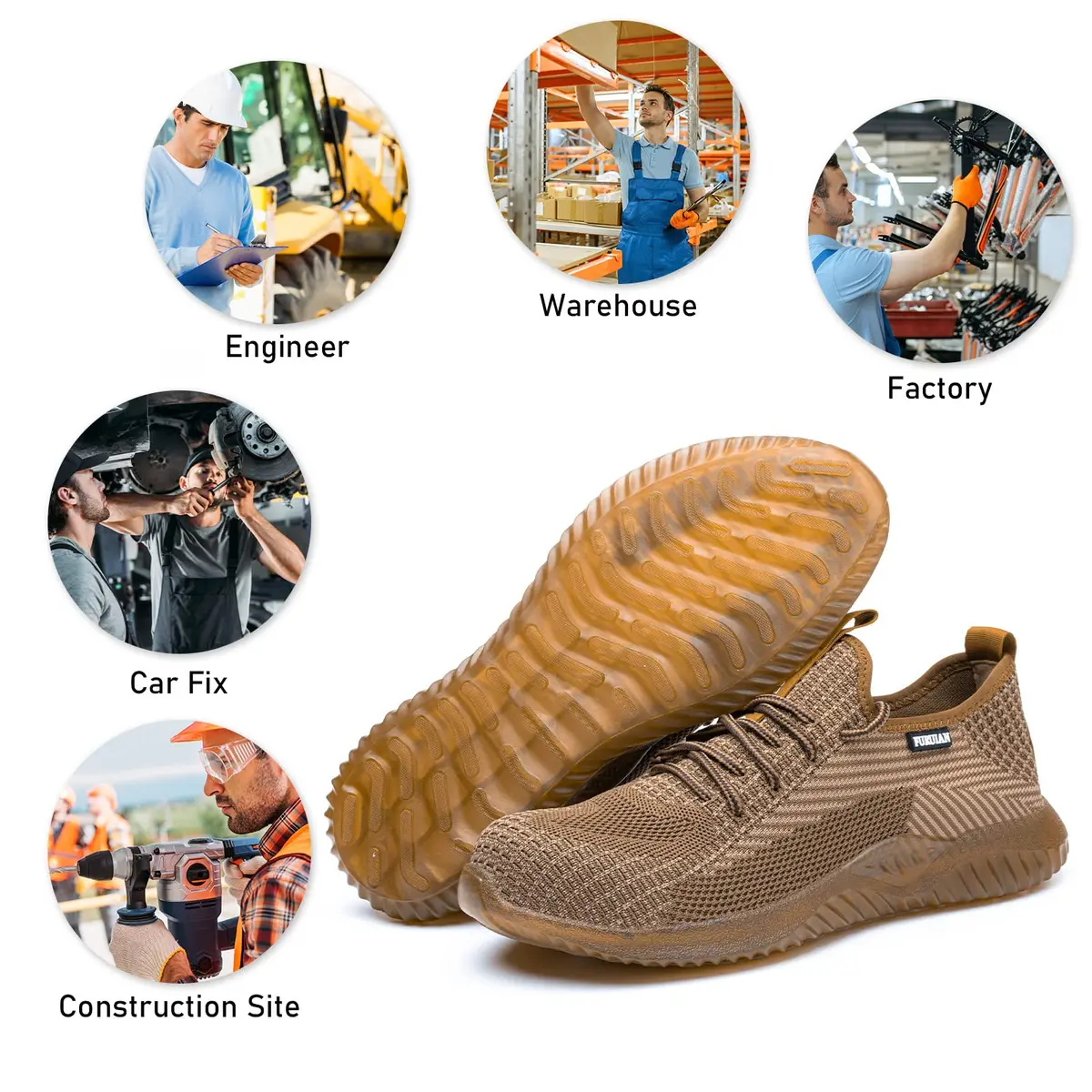 Furuian Steel Toe Work Shoes for Men Women Safety Construction Sneakers | Impact & Puncture Protection - view 7