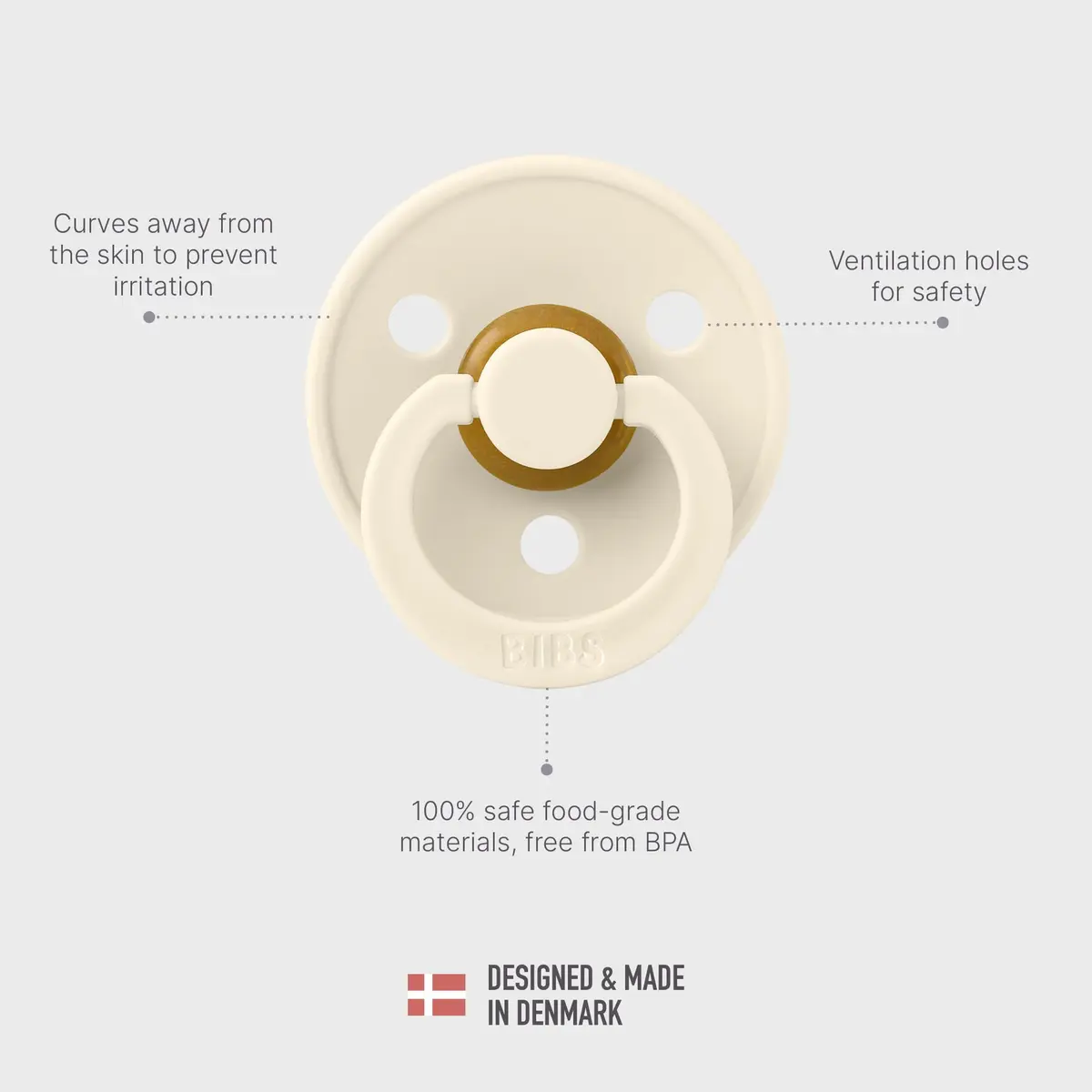Bibs Pacifiers Blush/Ivory | Natural Rubber Baby Pacifier | 6+ Months | Made in Denmark - view 4