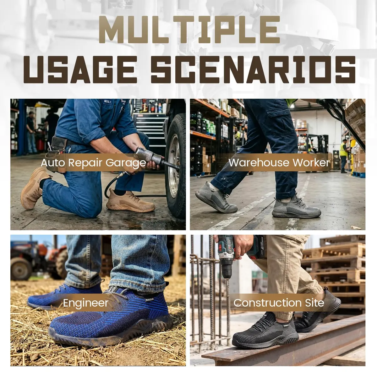 Furuian Steel Toe Work Shoes for Men Women Safety Construction Sneakers | Impact & Puncture Protection - view 2
