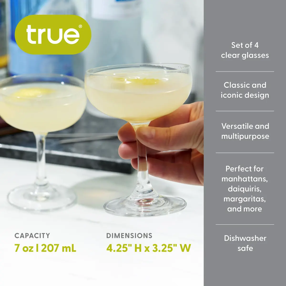TRUE 7 oz Coupe Glass | Elegant Cocktail & Martini Glassware for Home & Wedding - view 5