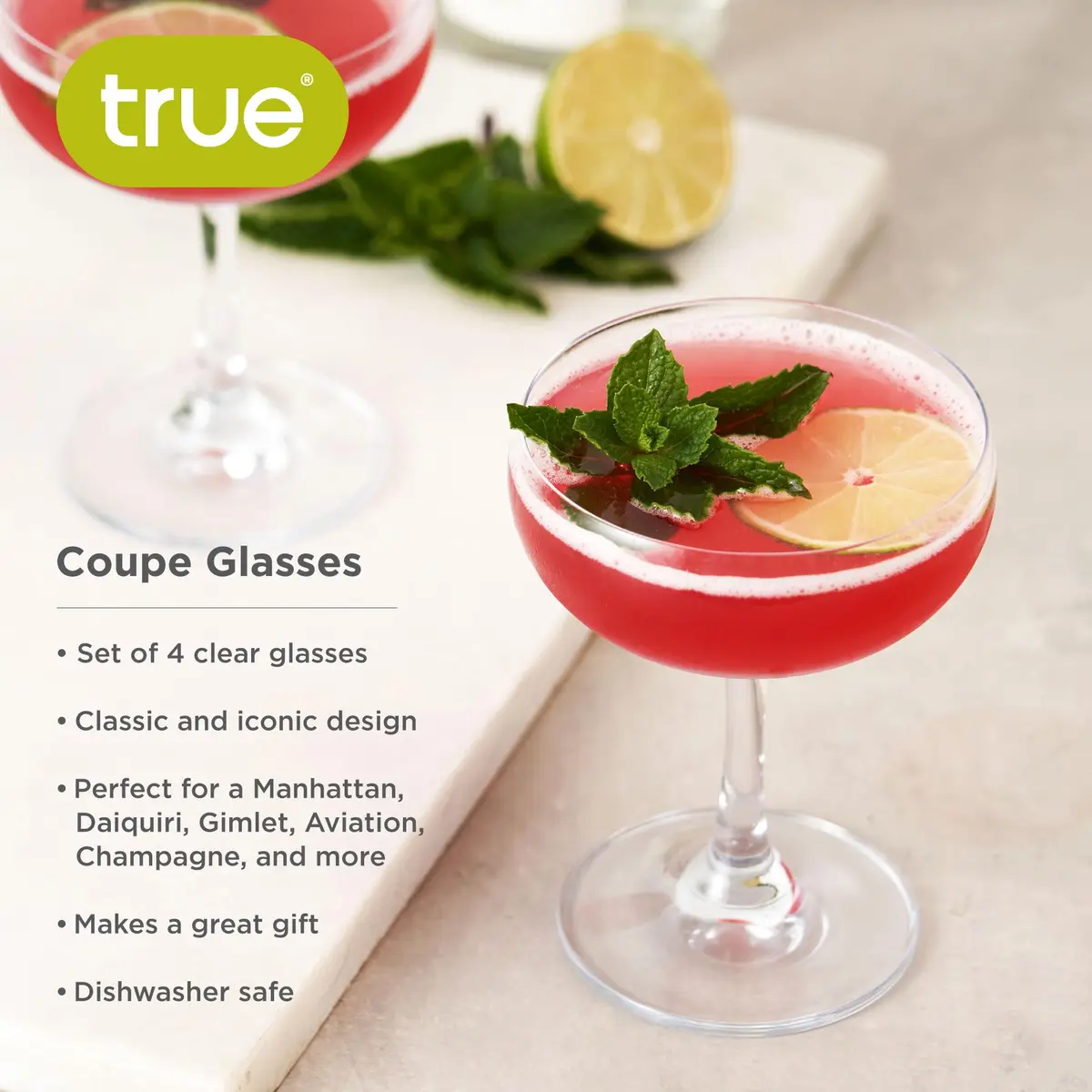 TRUE 7 oz Coupe Glass | Elegant Cocktail & Martini Glassware for Home & Wedding - view 2