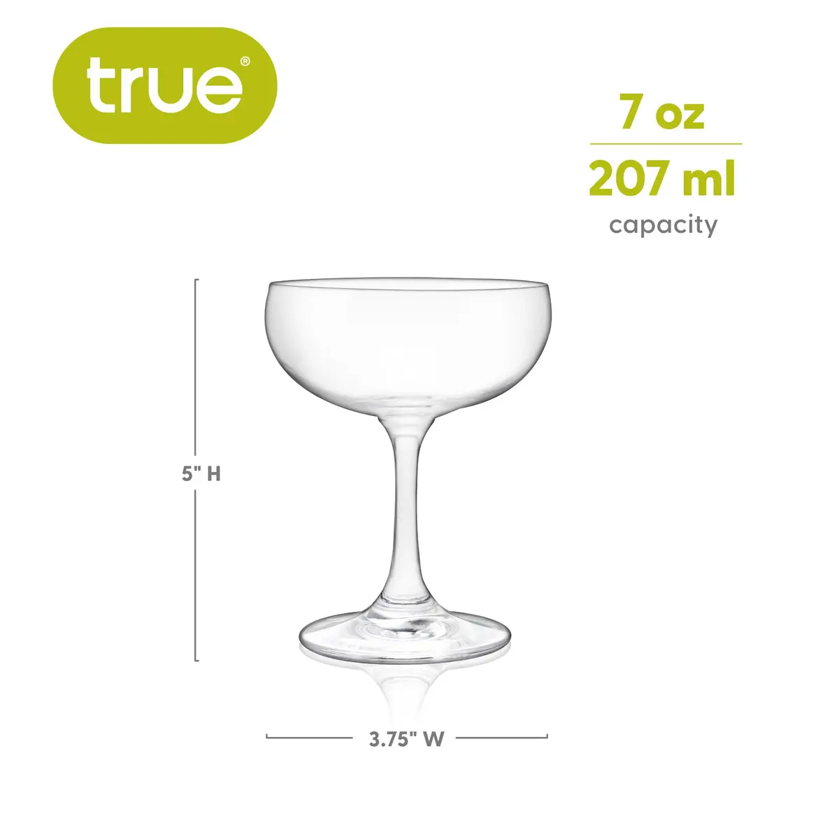 TRUE 7 oz Coupe Glass | Elegant Cocktail & Martini Glassware for Home & Wedding - view 3