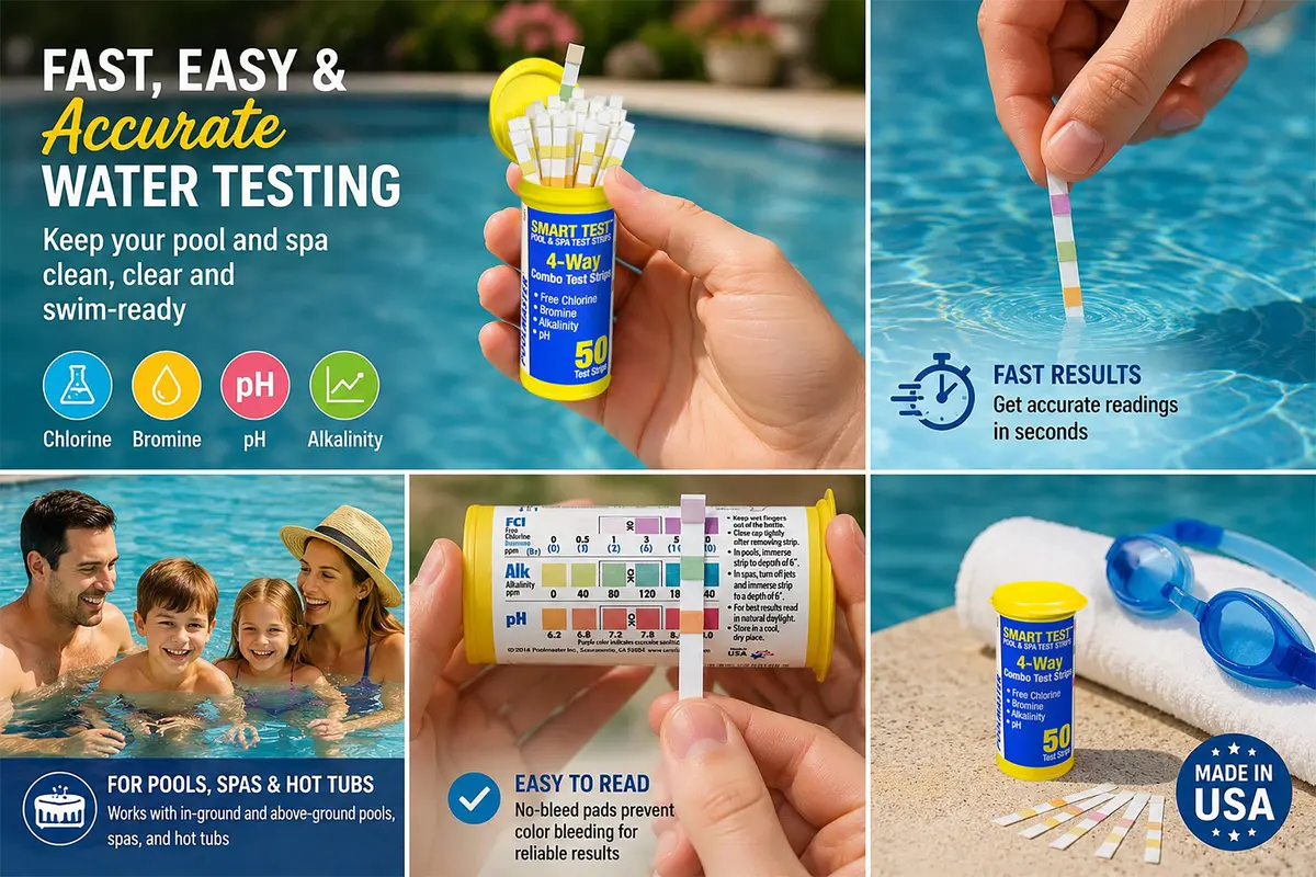 Poolmaster 4-Way Test Strips 100 Count | Accurate Pool & Spa Water Testing in Seconds - view 3