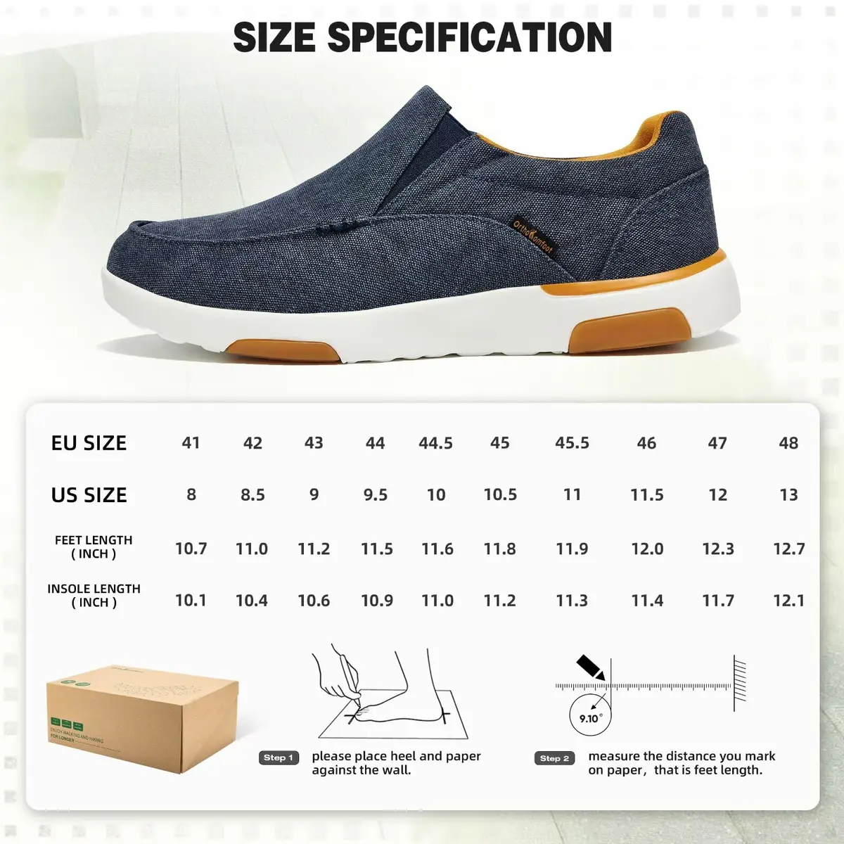 OrthoComfoot Men's Orthopedic Walking Shoes for High Arch & Plantar Fasciitis | Diabetic-Friendly Sneakers Size 9 - view 8