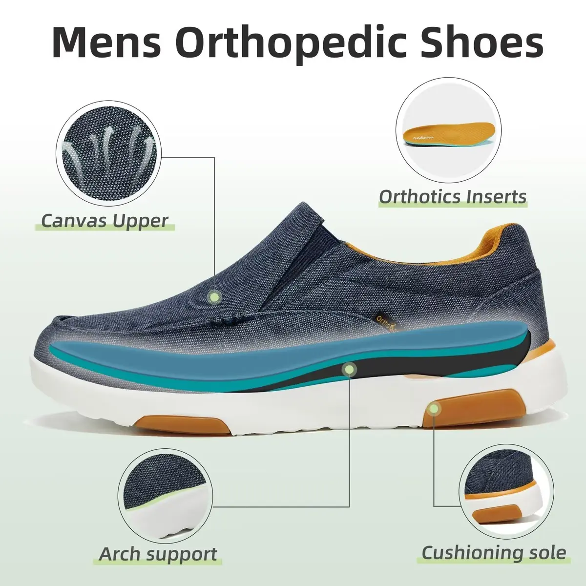 OrthoComfoot Men's Orthopedic Walking Shoes for High Arch & Plantar Fasciitis | Diabetic-Friendly Sneakers Size 9 - view 3