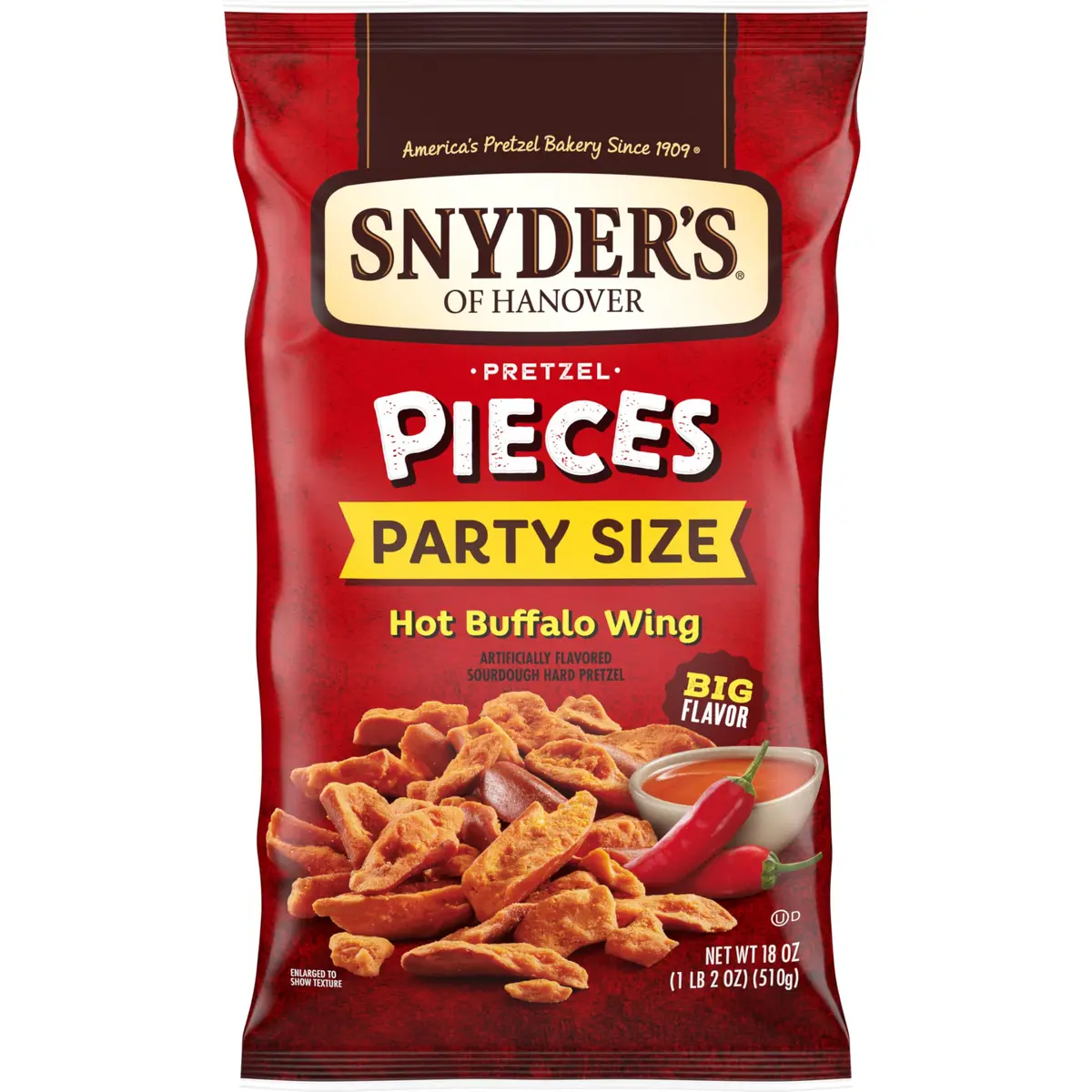 Snyder's of Hanover Hot Buffalo Wing Pretzel Pieces 18 Oz (510 g) | Bold Flavor & Crunchy Sourdough - main product image