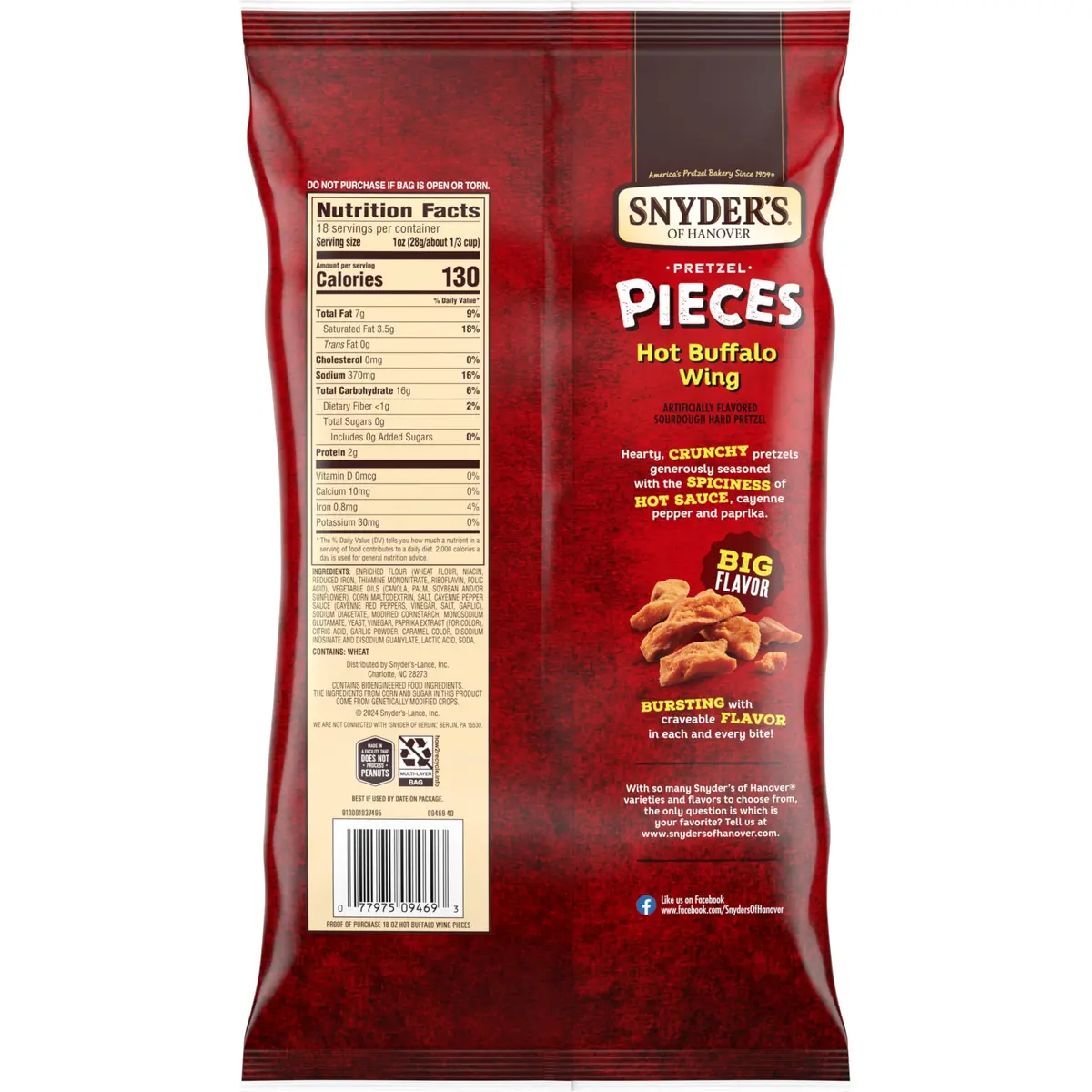 Snyder's of Hanover Hot Buffalo Wing Pretzel Pieces 18 Oz (510 g) | Bold Flavor & Crunchy Sourdough - view 4