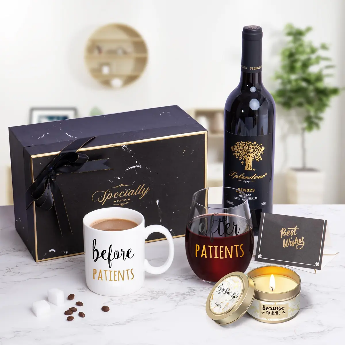Gemwi Before After Patients 11 oz Coffee Mug & 18 oz Stemless Wine Glass Set | Humorous Medical Gift for Nurses & Doctors - view 7