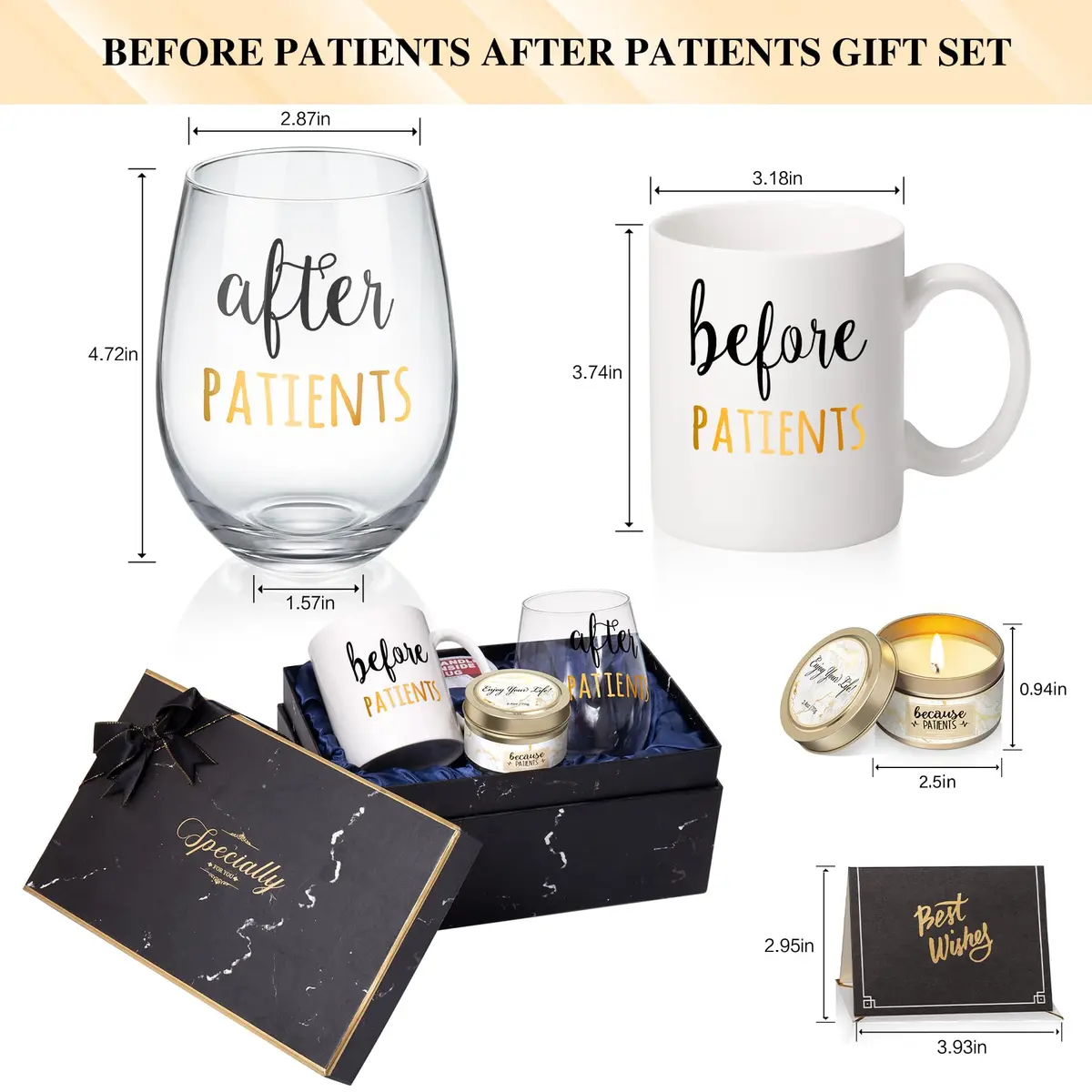 Gemwi Before After Patients 11 oz Coffee Mug & 18 oz Stemless Wine Glass Set | Humorous Medical Gift for Nurses & Doctors - view 2