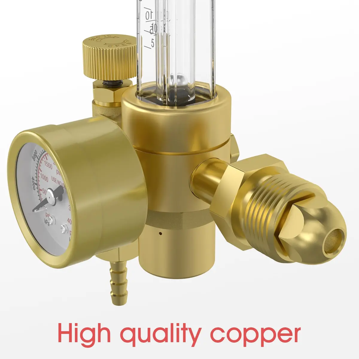 YESWELDER Welding Gas Regulator Flow Meter with Hose, CGA-580 Inlet, 0-60 CFH, 0-4000 PSI, Brass Construction | For MIG/TIG Welding - view 8