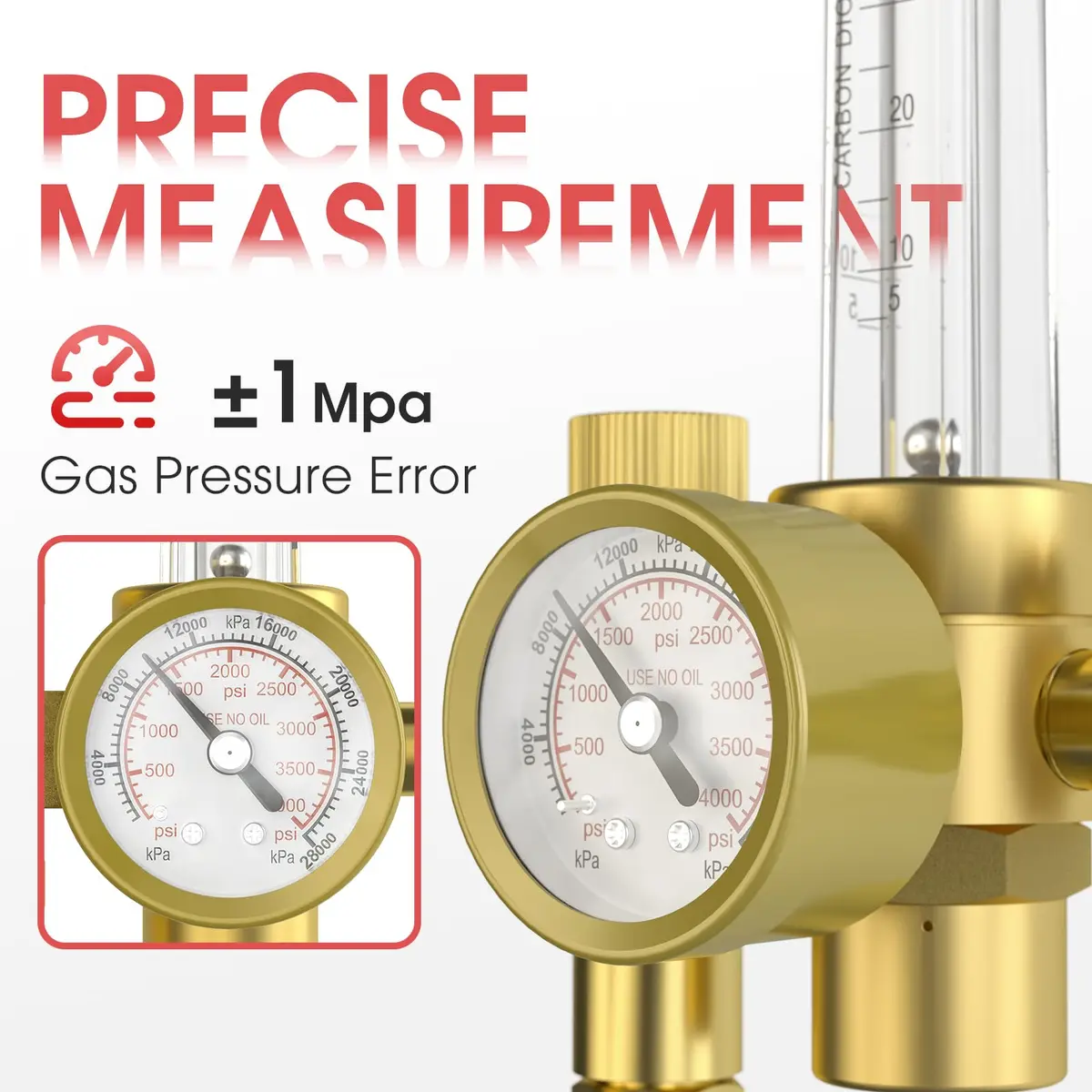 YESWELDER Welding Gas Regulator Flow Meter with Hose, CGA-580 Inlet, 0-60 CFH, 0-4000 PSI, Brass Construction | For MIG/TIG Welding - view 2