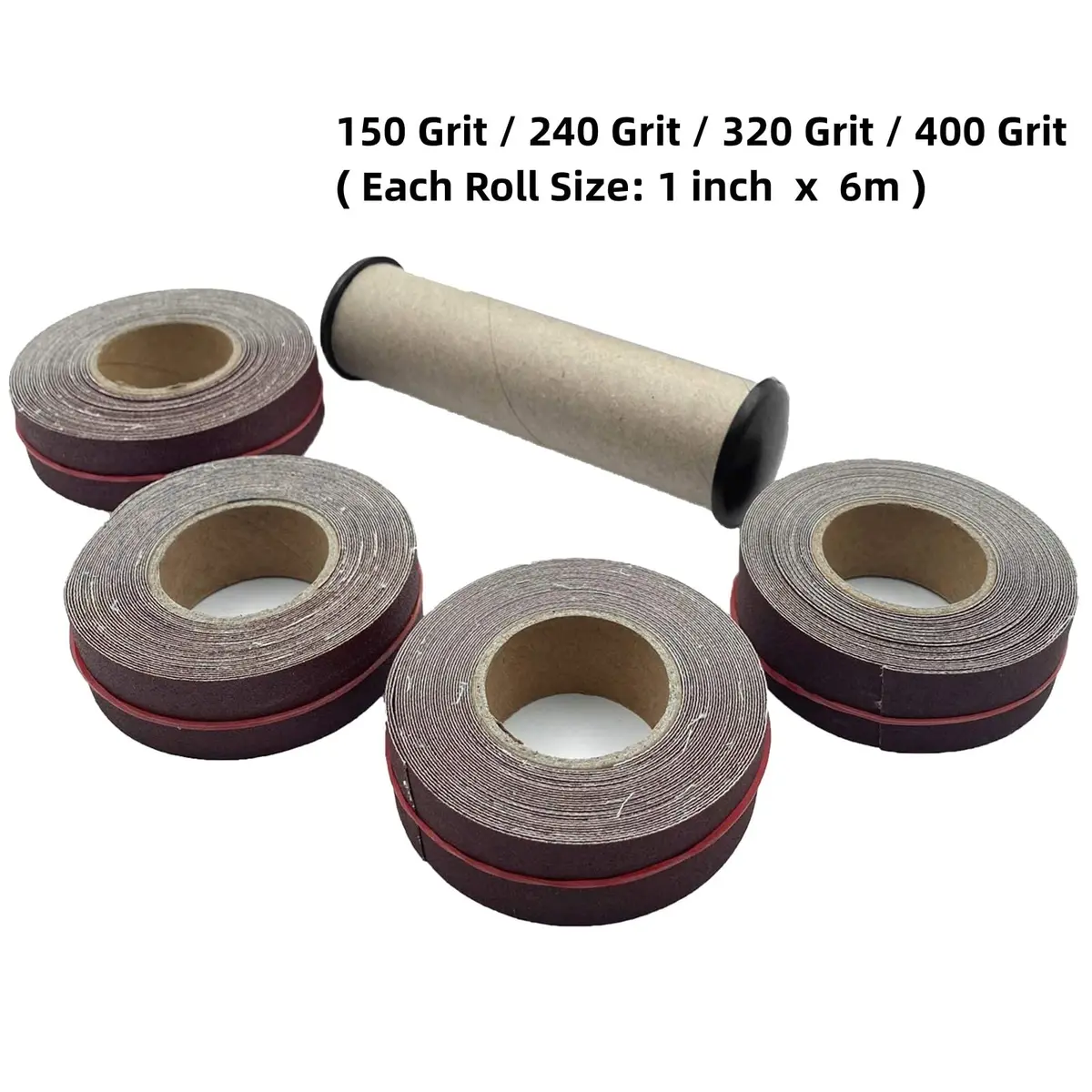 LYFJXX Emery Cloth Roll 1 inch x 19.68 ft (25.4mm x 6m) Assorted Grits (150, 240, 320, 400) | Professional Grade Aluminum Oxide Sandpaper Rolls - view 2