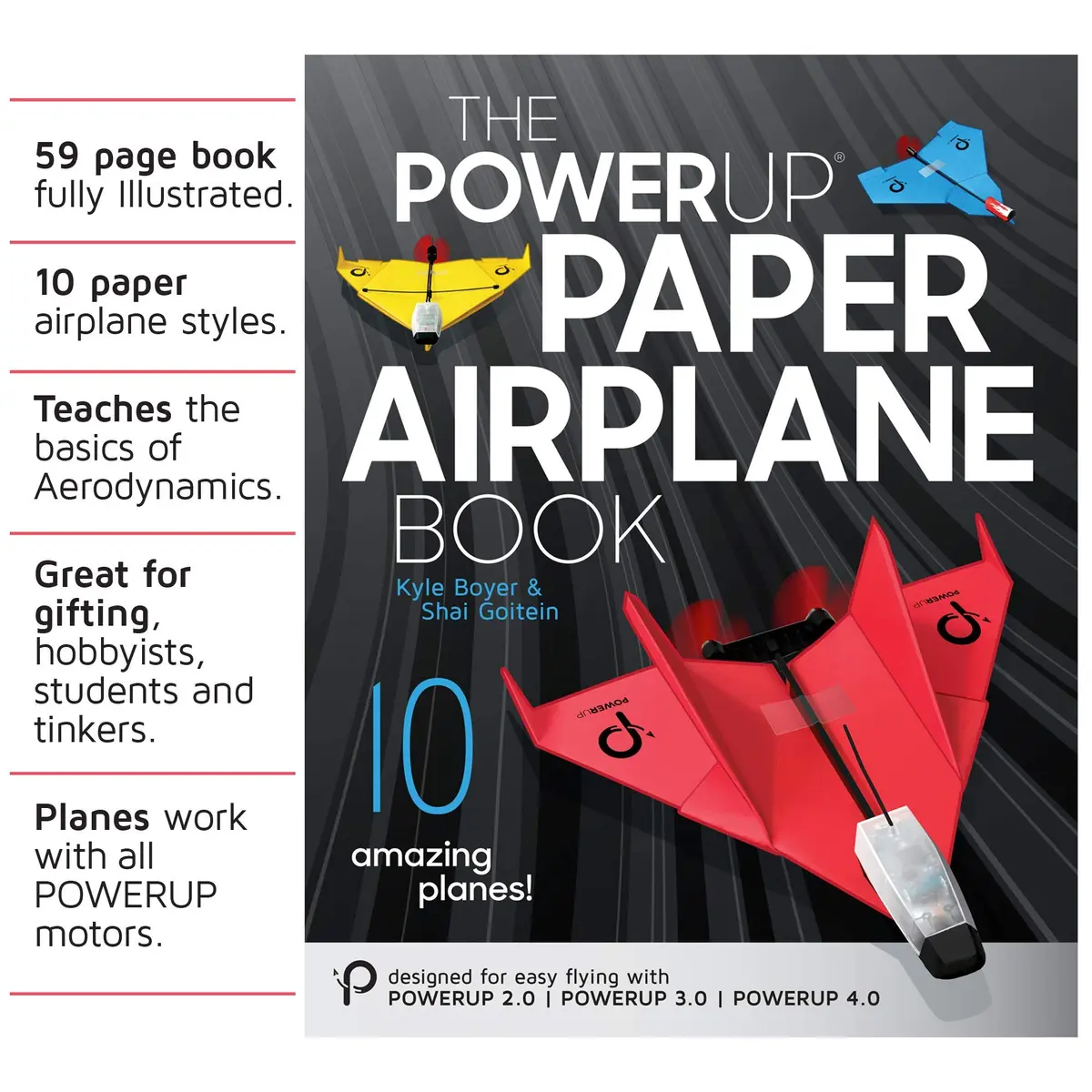 POWERUP TOYS The PowerUp Paper Airplane Book | 10 Unique Designs & STEM Learning (59 pages, paperback) - view 2