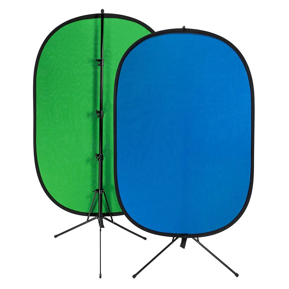 Fotodiox Pro 40x60in Portable Green & Blue Background Kit with Support Stand, Collapsible Panel for Photo & Video (3.3x4ft) - main product image