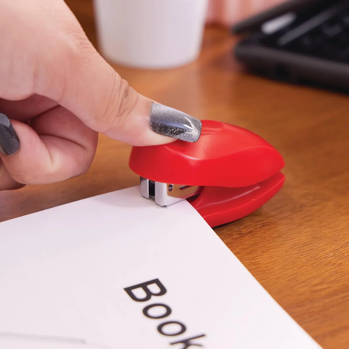 Swingline Tot Mini Stapler 12 Sheets | Built-in Remover & Storage, Rio Red - view 6