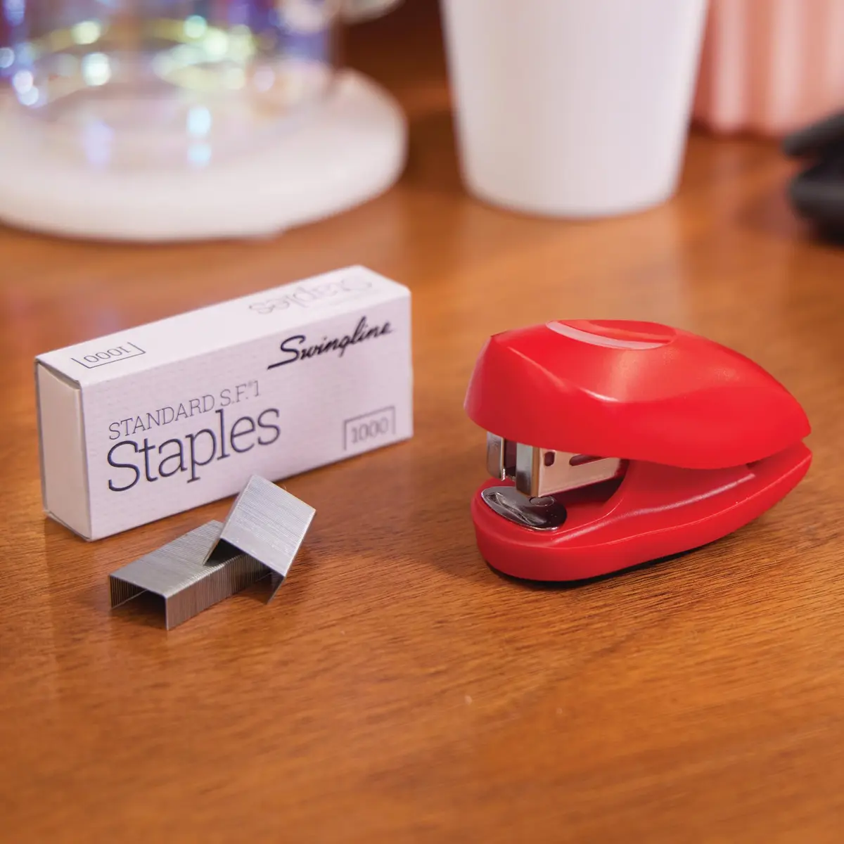 Swingline Tot Mini Stapler 12 Sheets | Built-in Remover & Storage, Rio Red - view 2