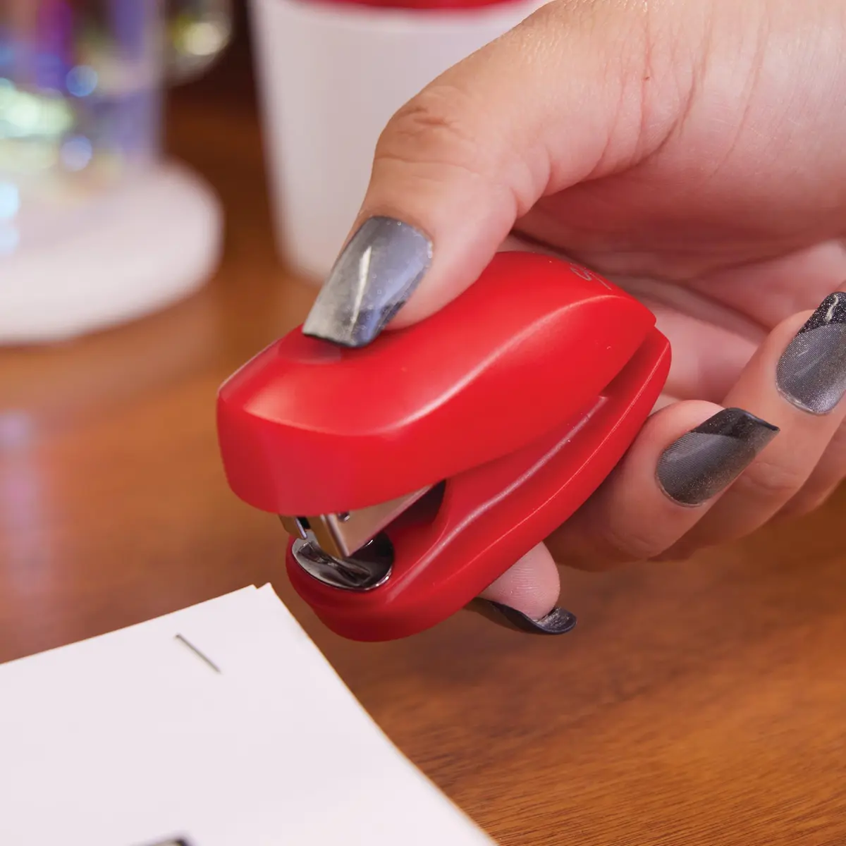 Swingline Tot Mini Stapler 12 Sheets | Built-in Remover & Storage, Rio Red - view 3