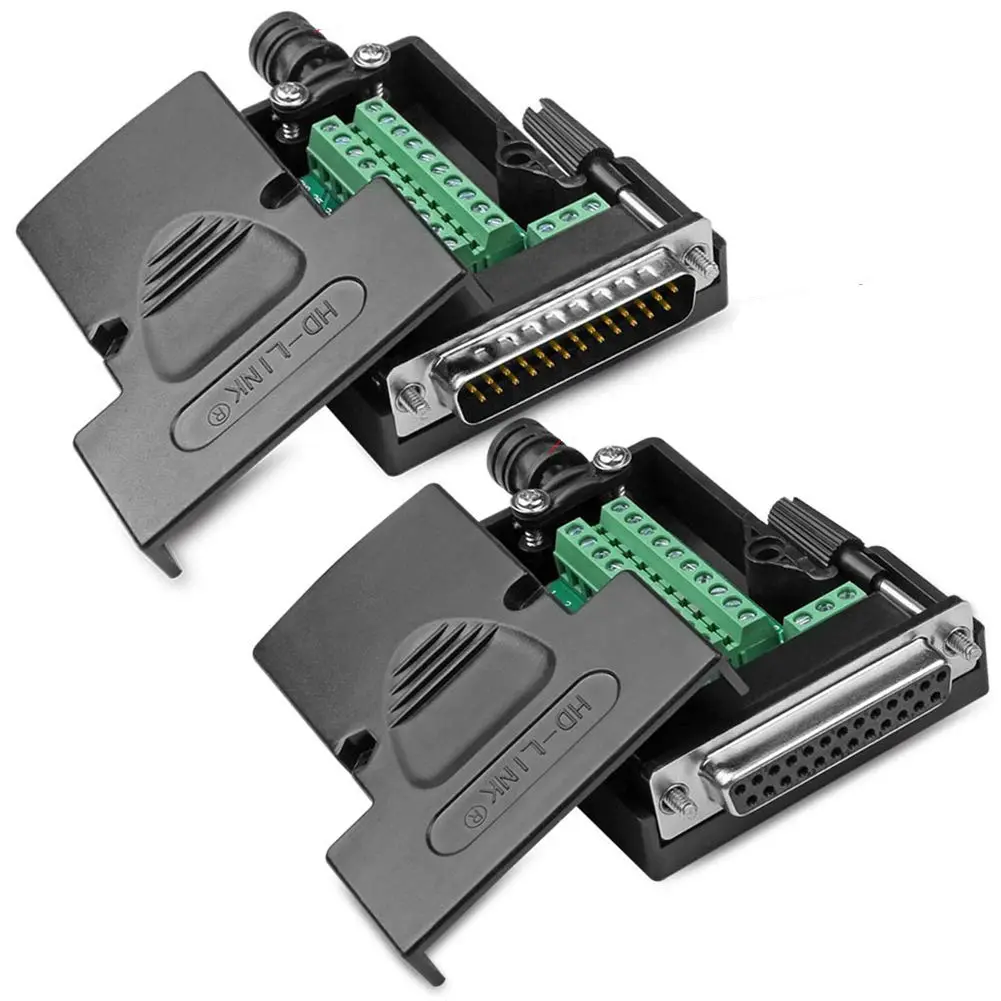 ANMBEST DB25 Solderless Serial Terminal Adapter Male+Female | 24V 2A, 74mm x 57mm x 26mm - main product image
