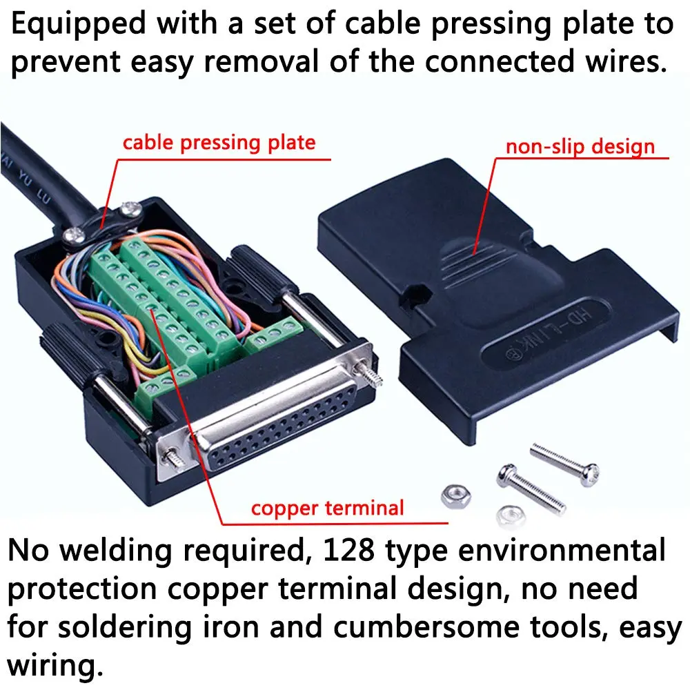 ANMBEST DB25 Solderless Serial Terminal Adapter Male+Female | 24V 2A, 74mm x 57mm x 26mm - view 4