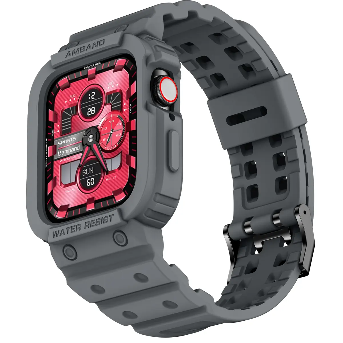 amBand Rugged Compatible for Apple Watch 45mm 44mm 42mm Space Gray | Shockproof Military Drop-Proof - main product image