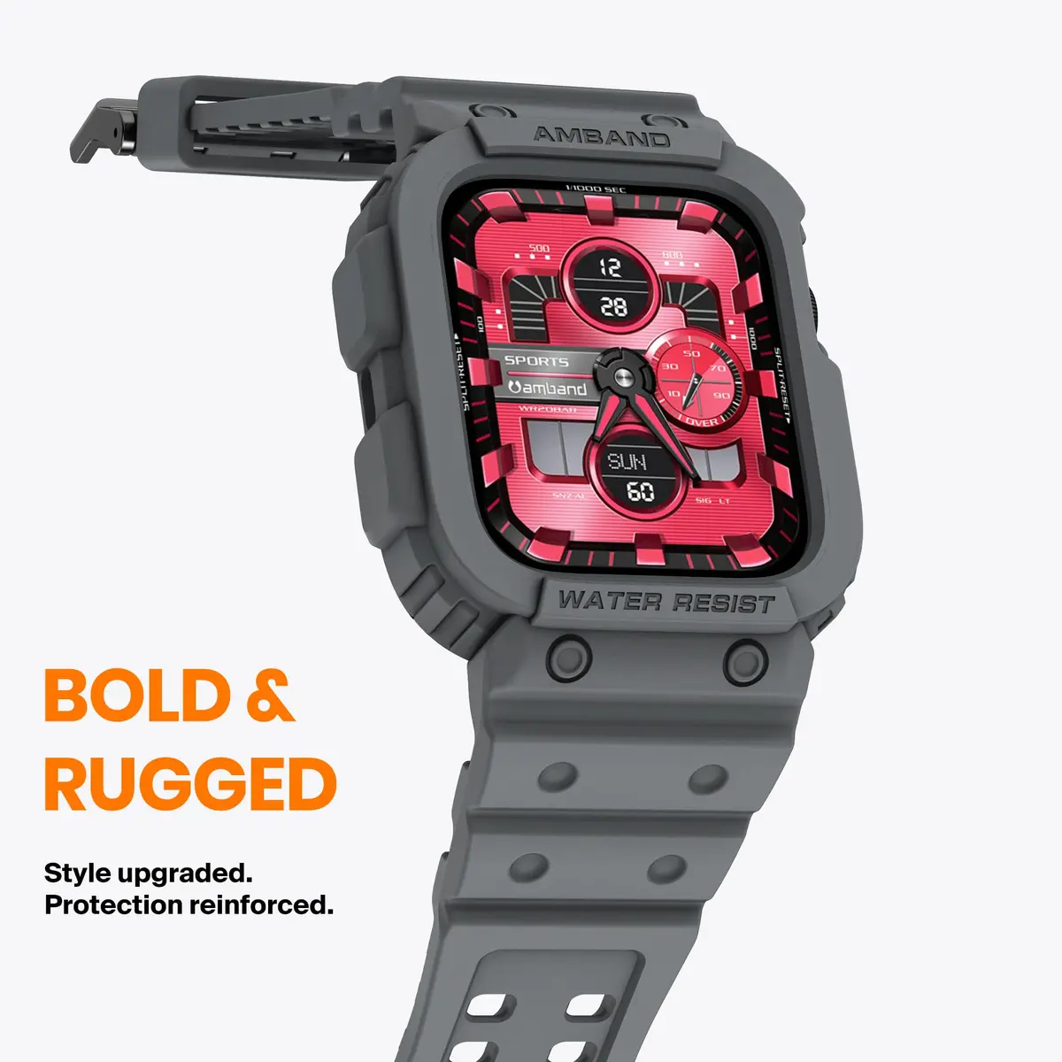 amBand Rugged Compatible for Apple Watch 45mm 44mm 42mm Space Gray | Shockproof Military Drop-Proof - view 2