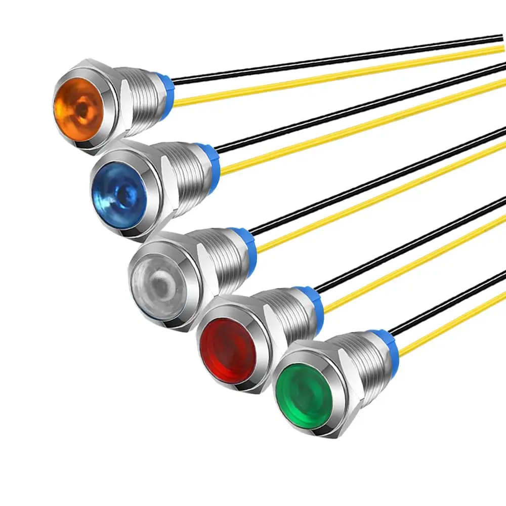 Gebeldet 5Pcs 10mm LED Metal Indicator Lights 230VAC (Pack of 5) | Waterproof IP65 Signal Lamps - main product image