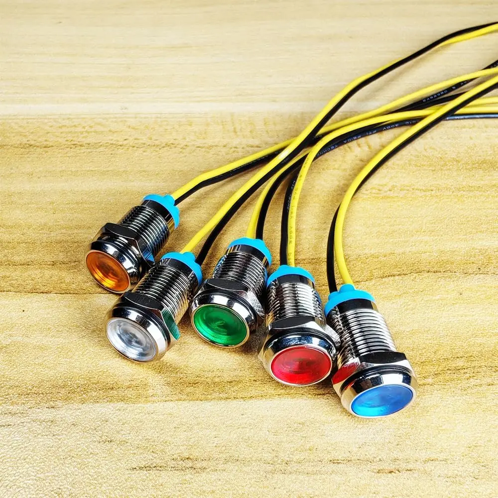 Gebeldet 5Pcs 10mm LED Metal Indicator Lights 230VAC (Pack of 5) | Waterproof IP65 Signal Lamps - view 2