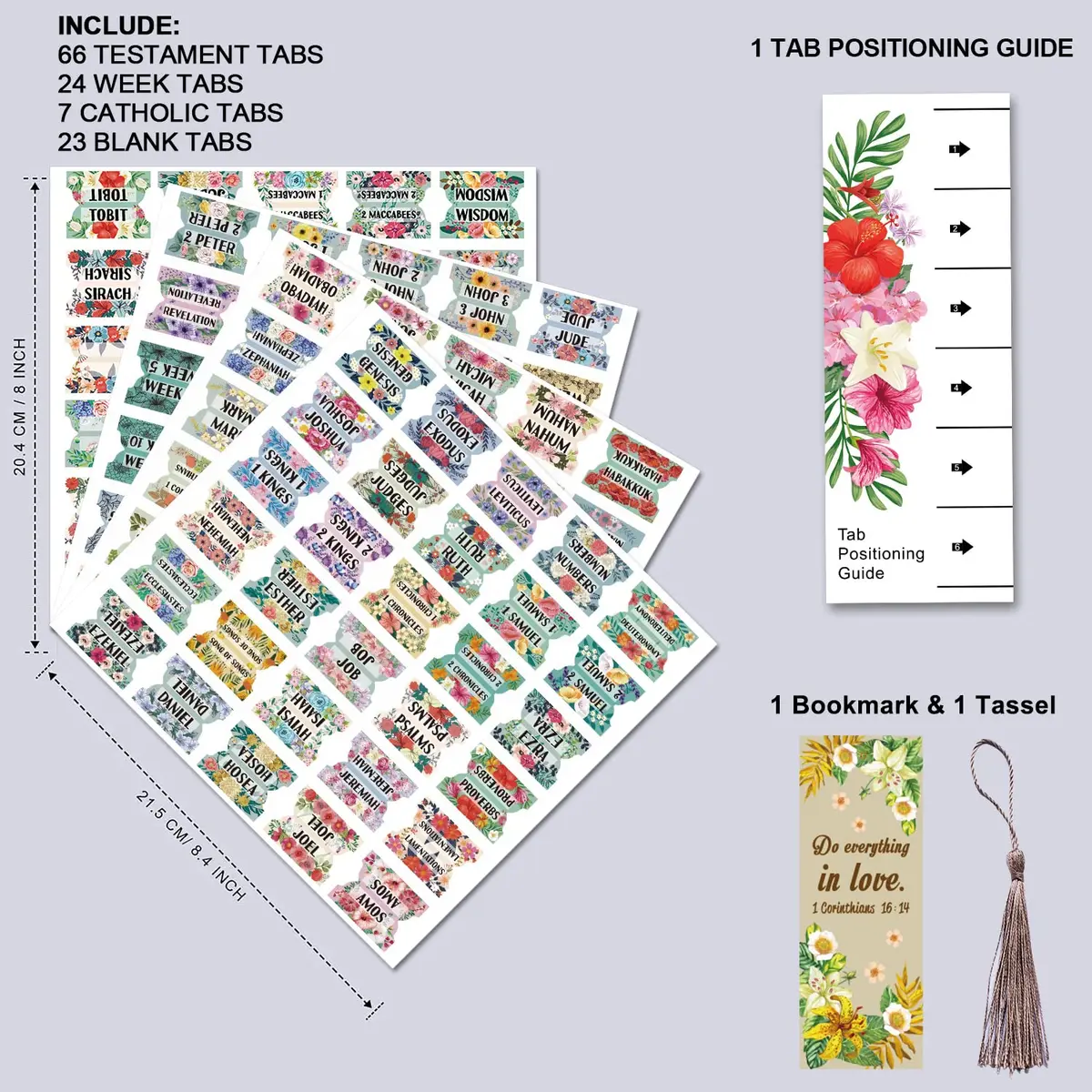 CUALFEC Bible Index Tabs Matte Laminated Floral Design 122 Pcs | Organise Scripture with Ease - view 2