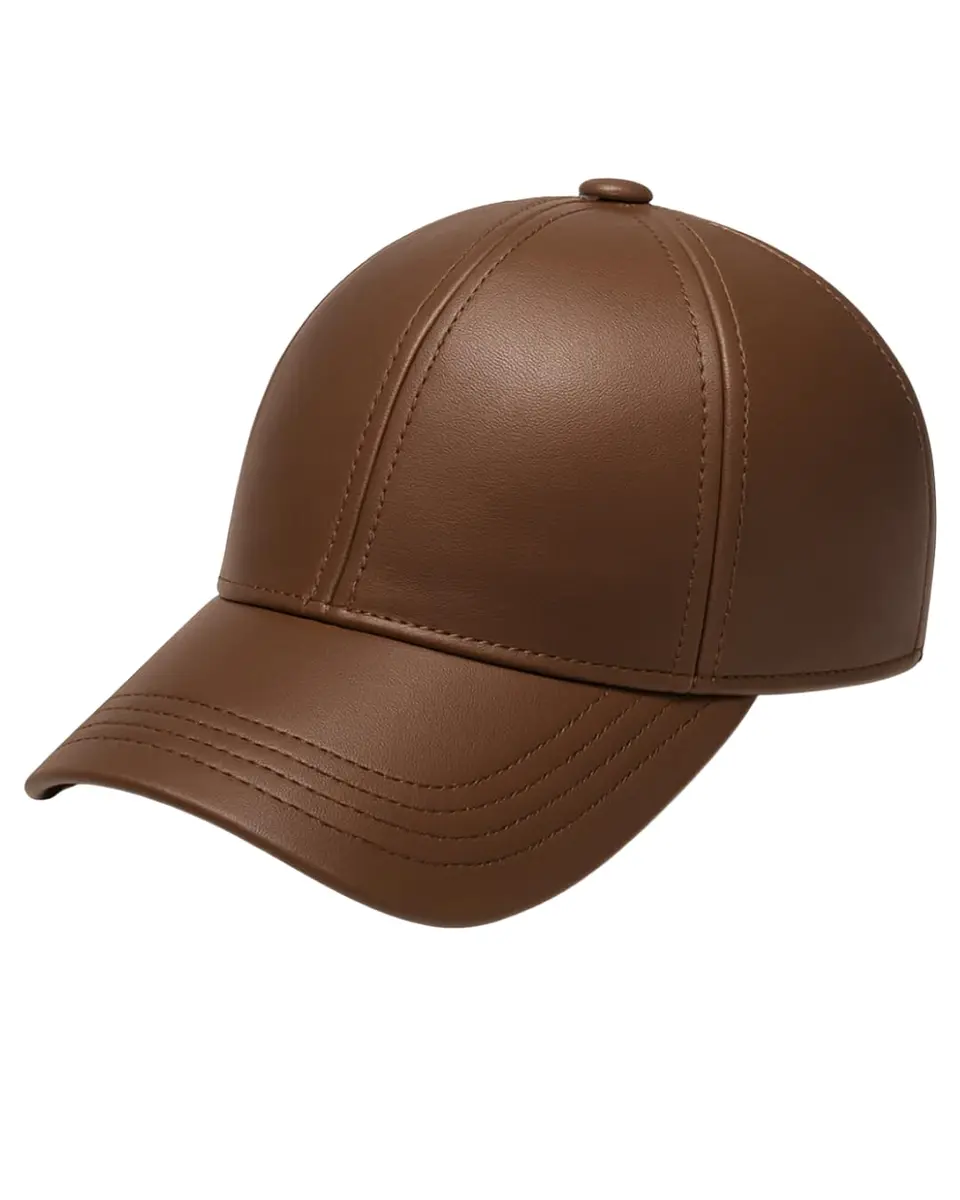 Mumcu's Leather Baseball Cap Sheepskin Adjustable Classic Referee Snapback Hat (Brown, 56-60cm) - main product image