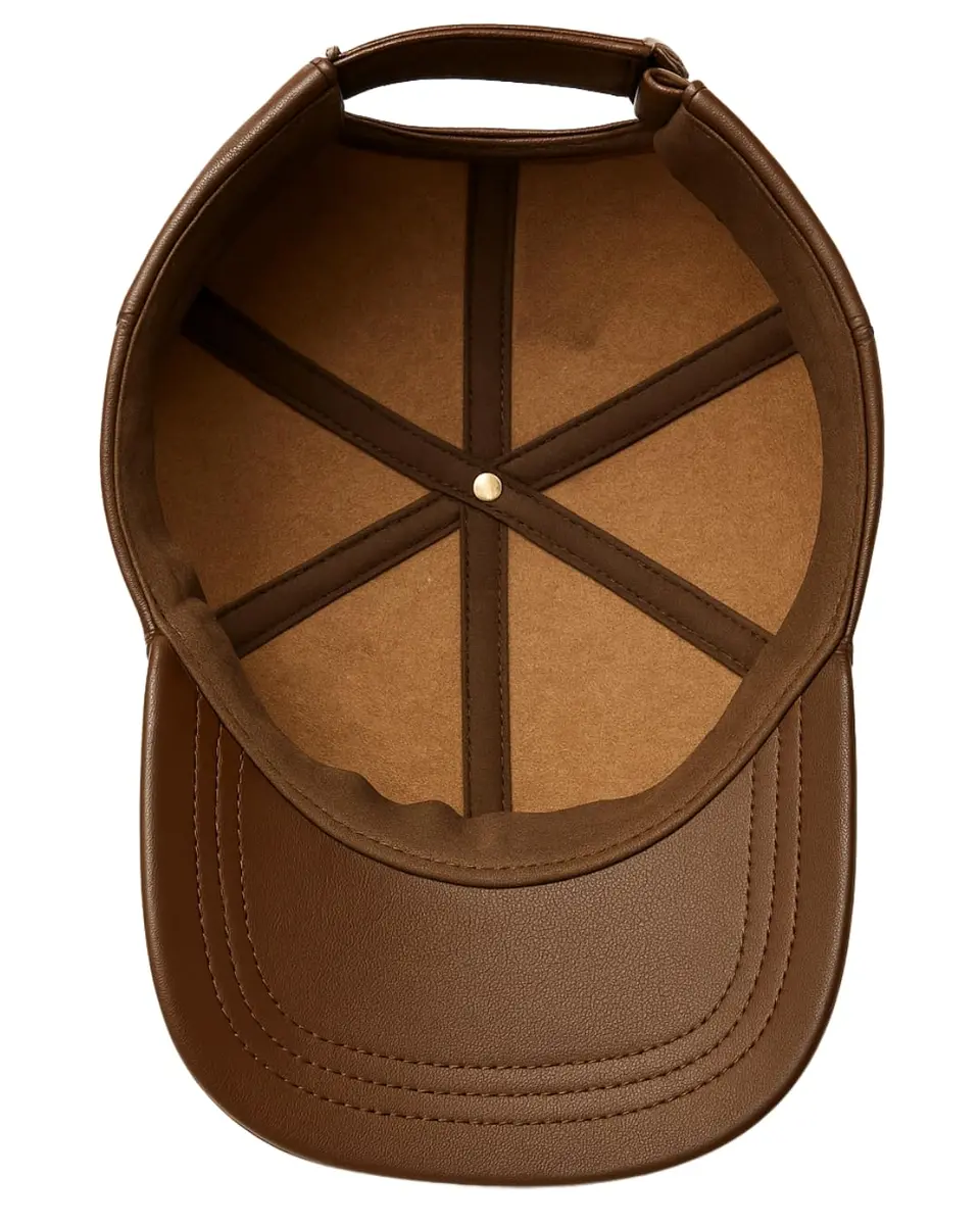Mumcu's Leather Baseball Cap Sheepskin Adjustable Classic Referee Snapback Hat (Brown, 56-60cm) - view 3